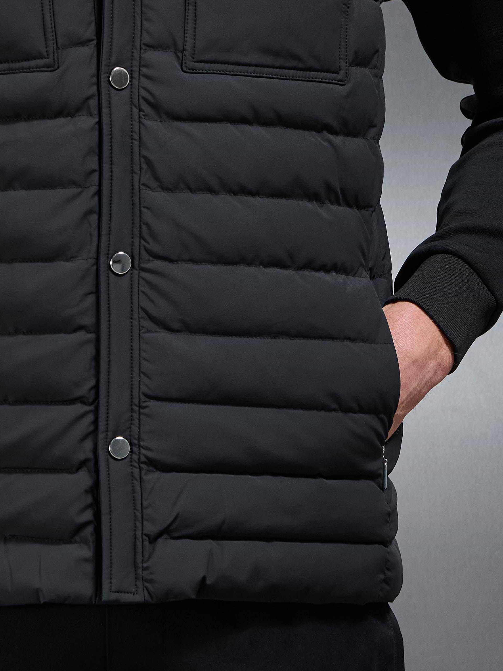 Hybrid Quilted Overshirt in Black