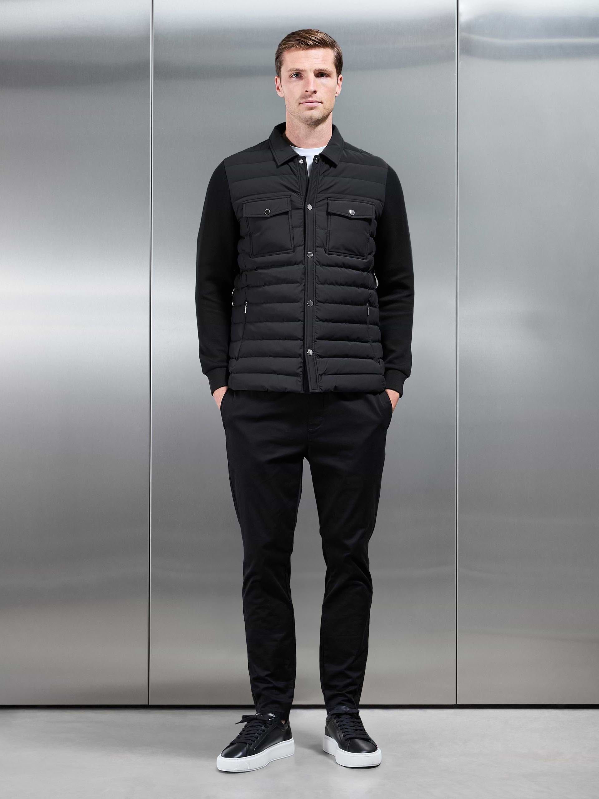 Hybrid Quilted Overshirt in Black