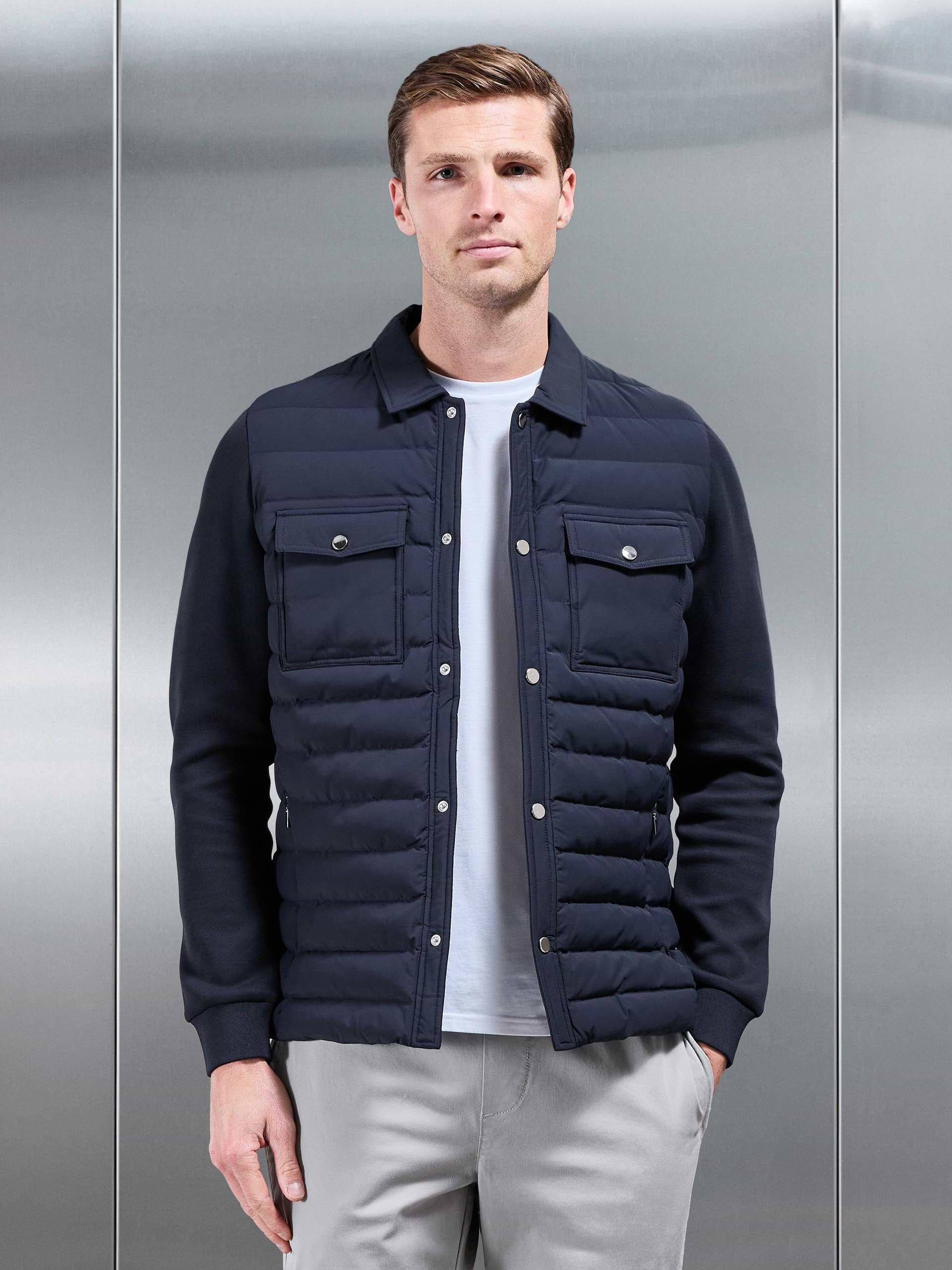 Hybrid Quilted Overshirt in Navy