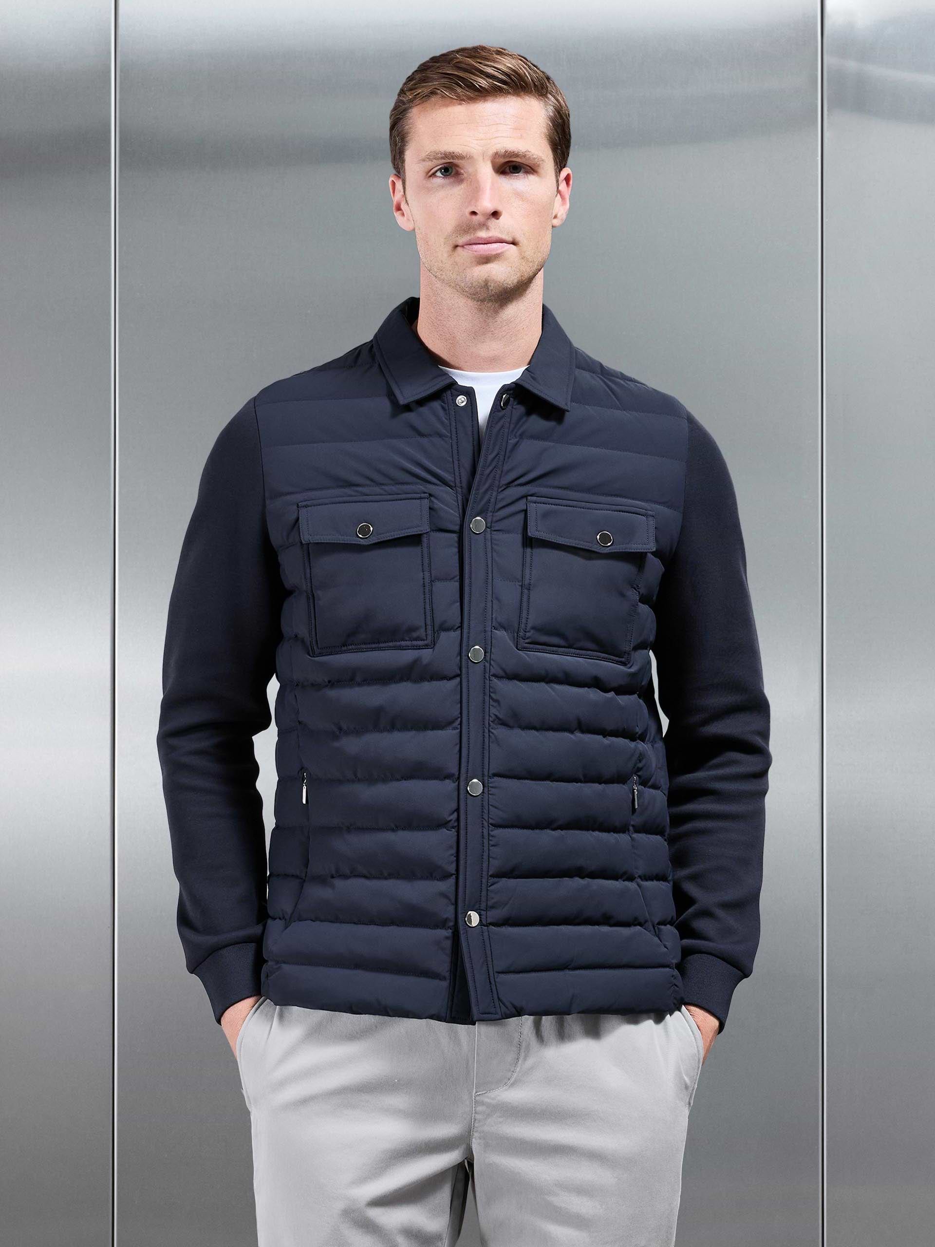 Hybrid Quilted Overshirt in Navy