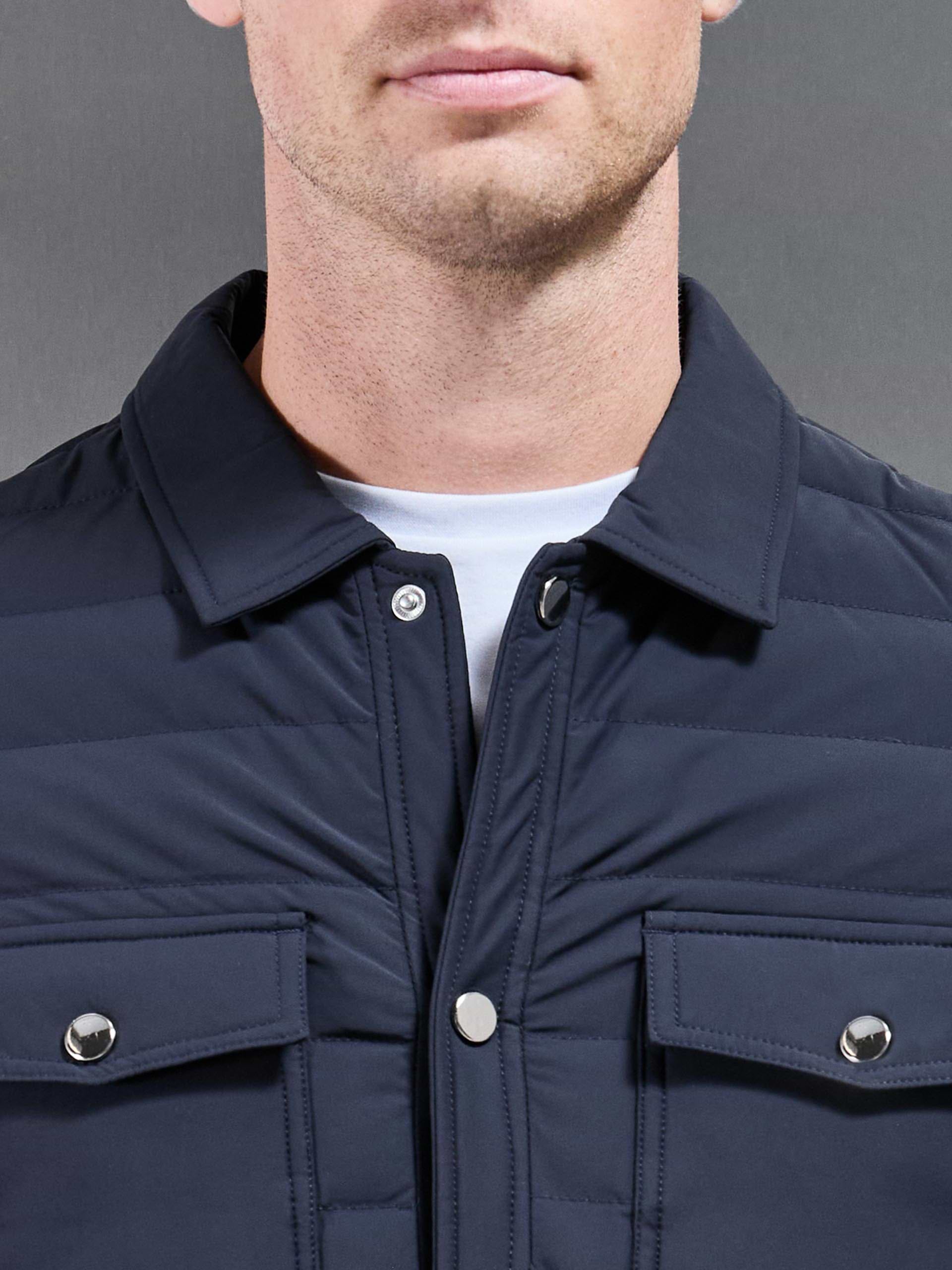 Hybrid Quilted Overshirt in Navy
