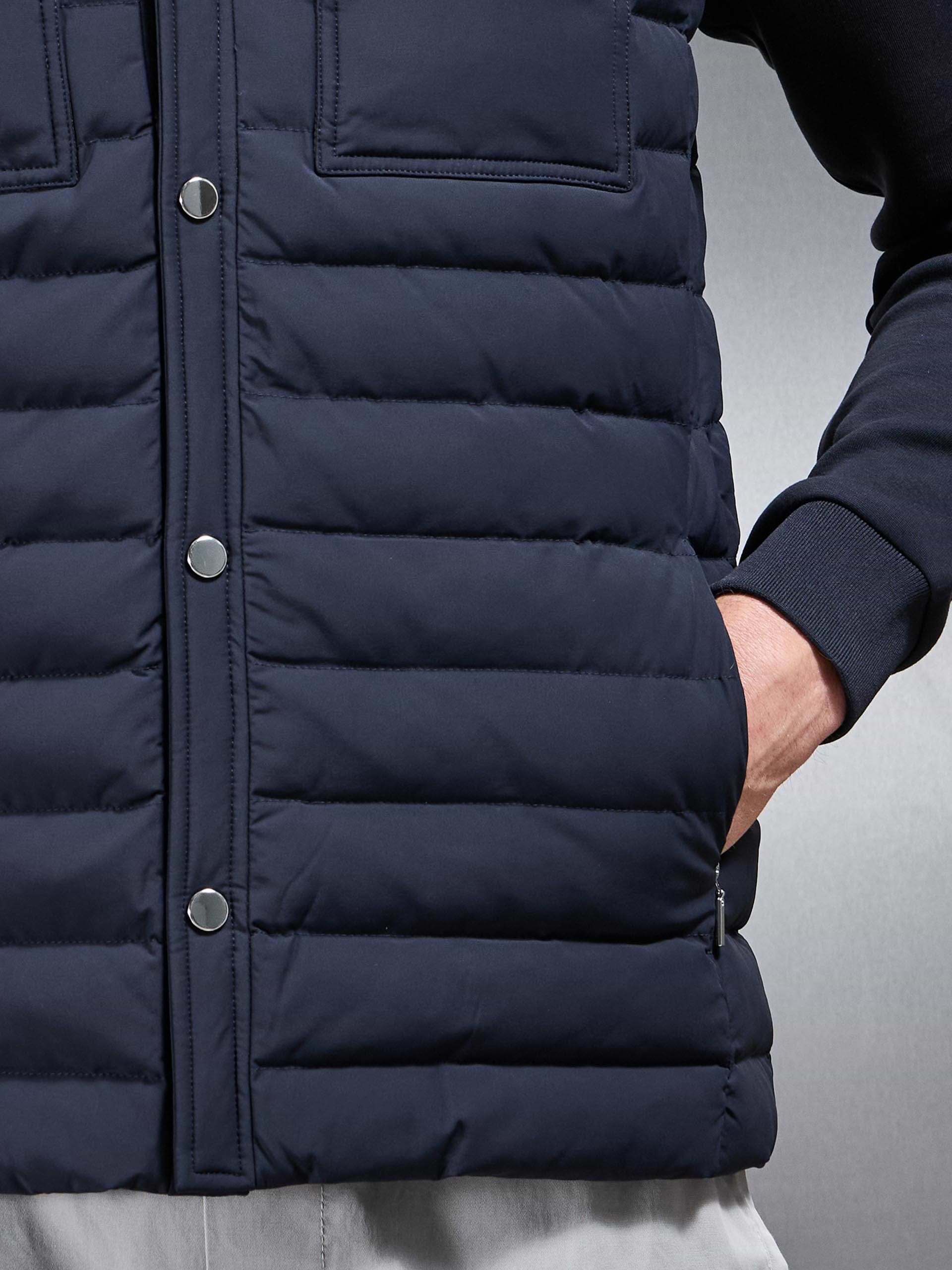 Hybrid Quilted Overshirt in Navy