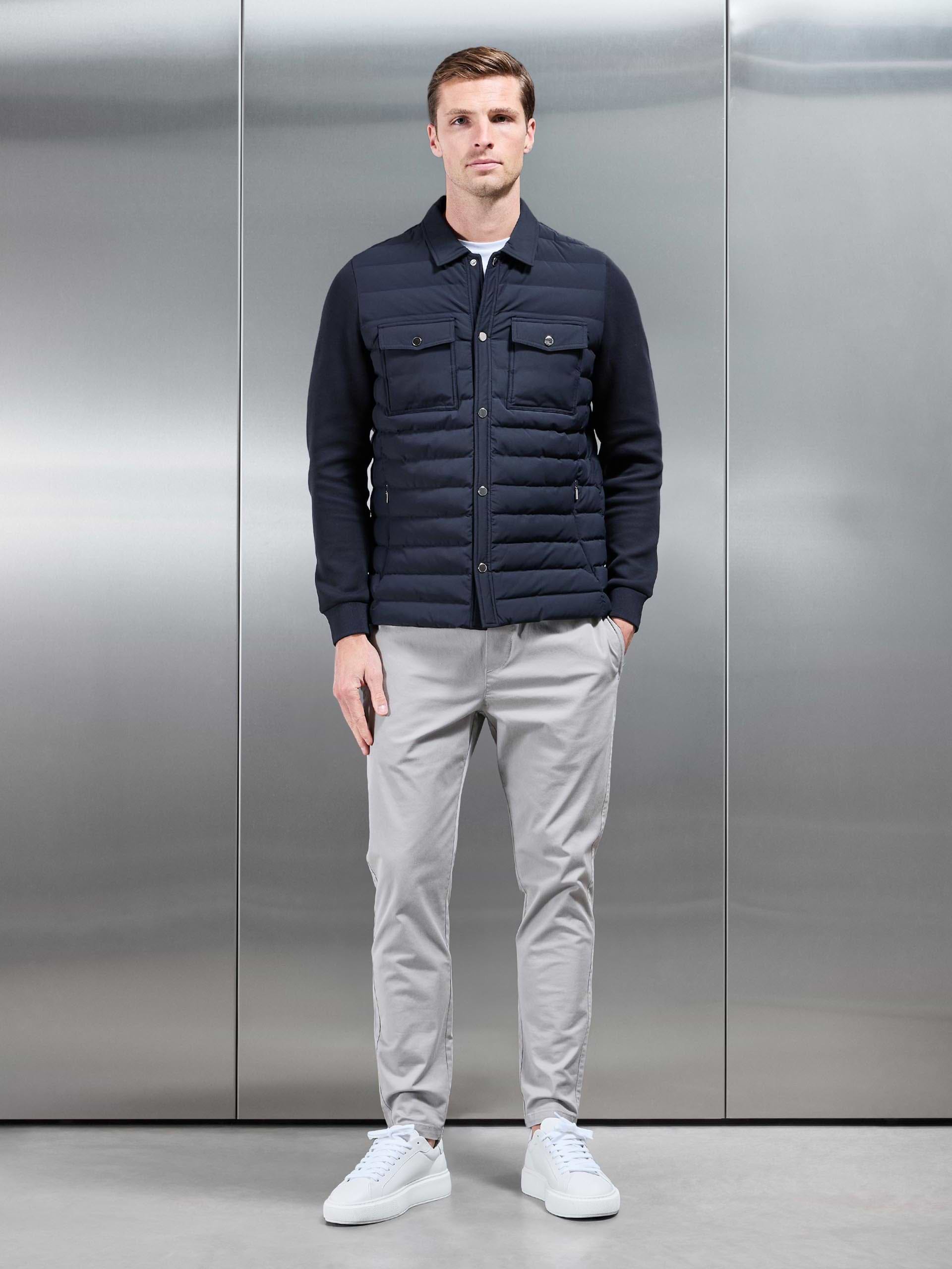 Hybrid Quilted Overshirt in Navy