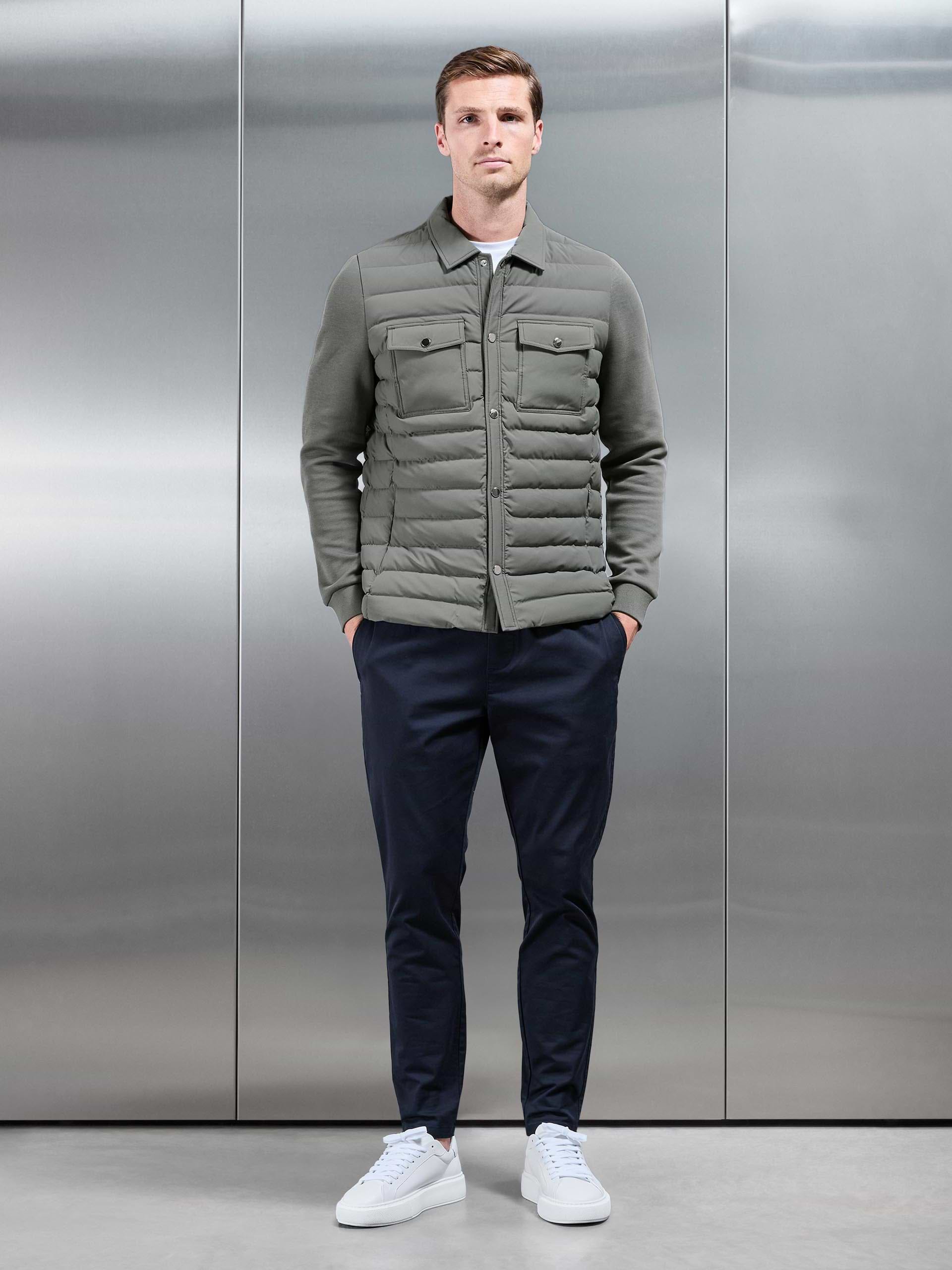 Hybrid Quilted Overshirt in Sage