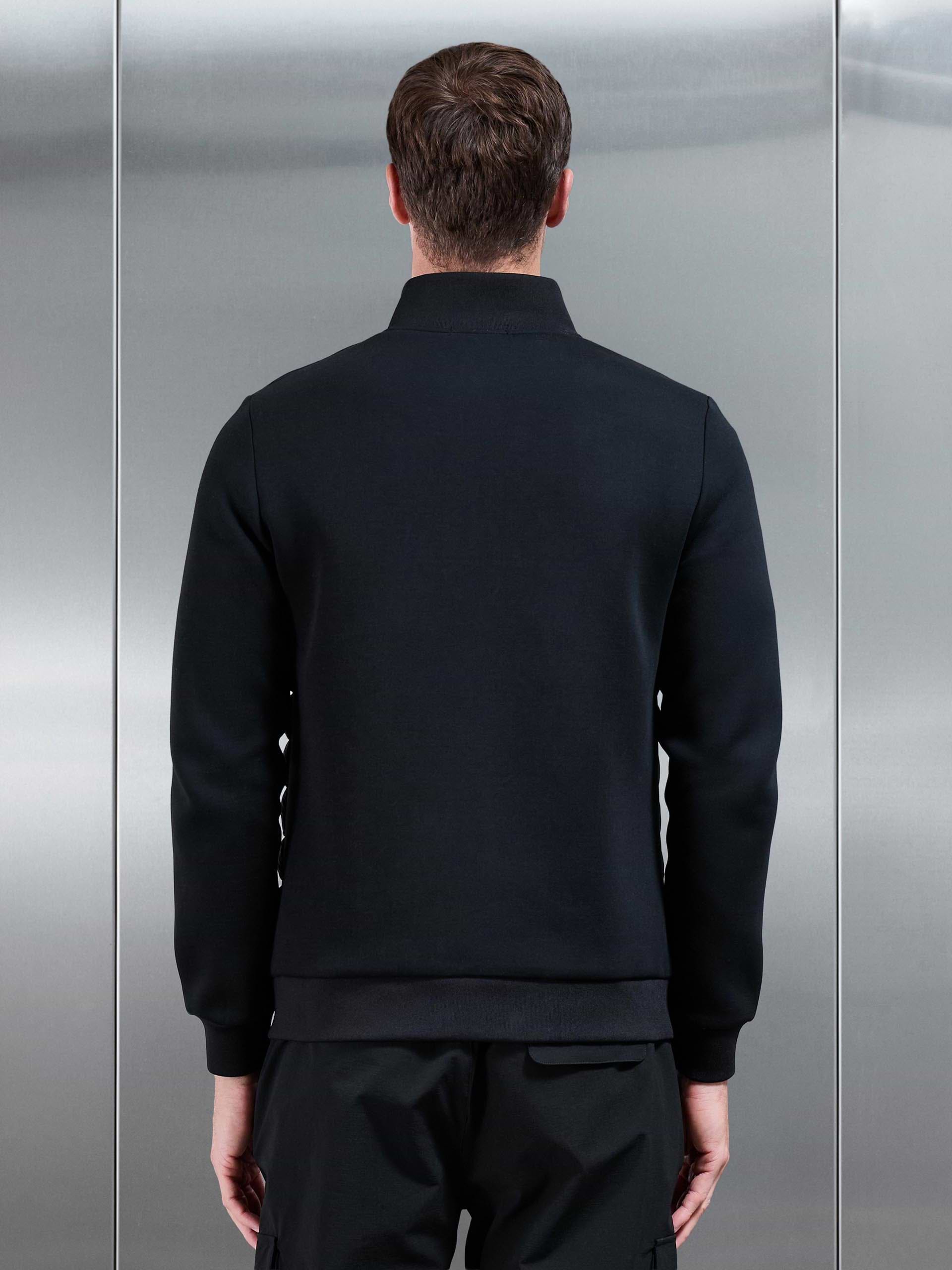 Hybrid Quilted Technical Funnel Neck Jacket in Black