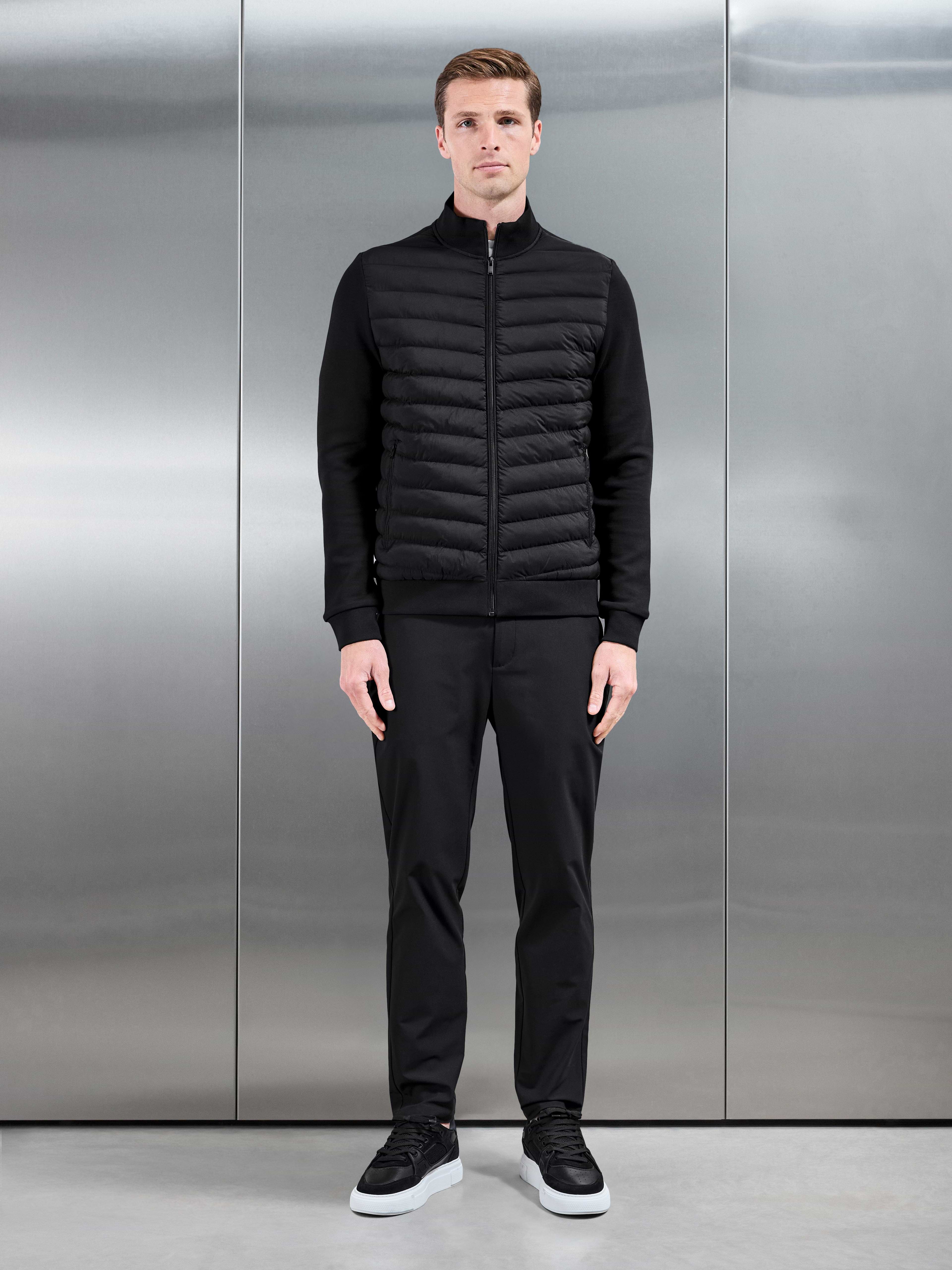 Hybrid Quilted Technical Jacket in Black