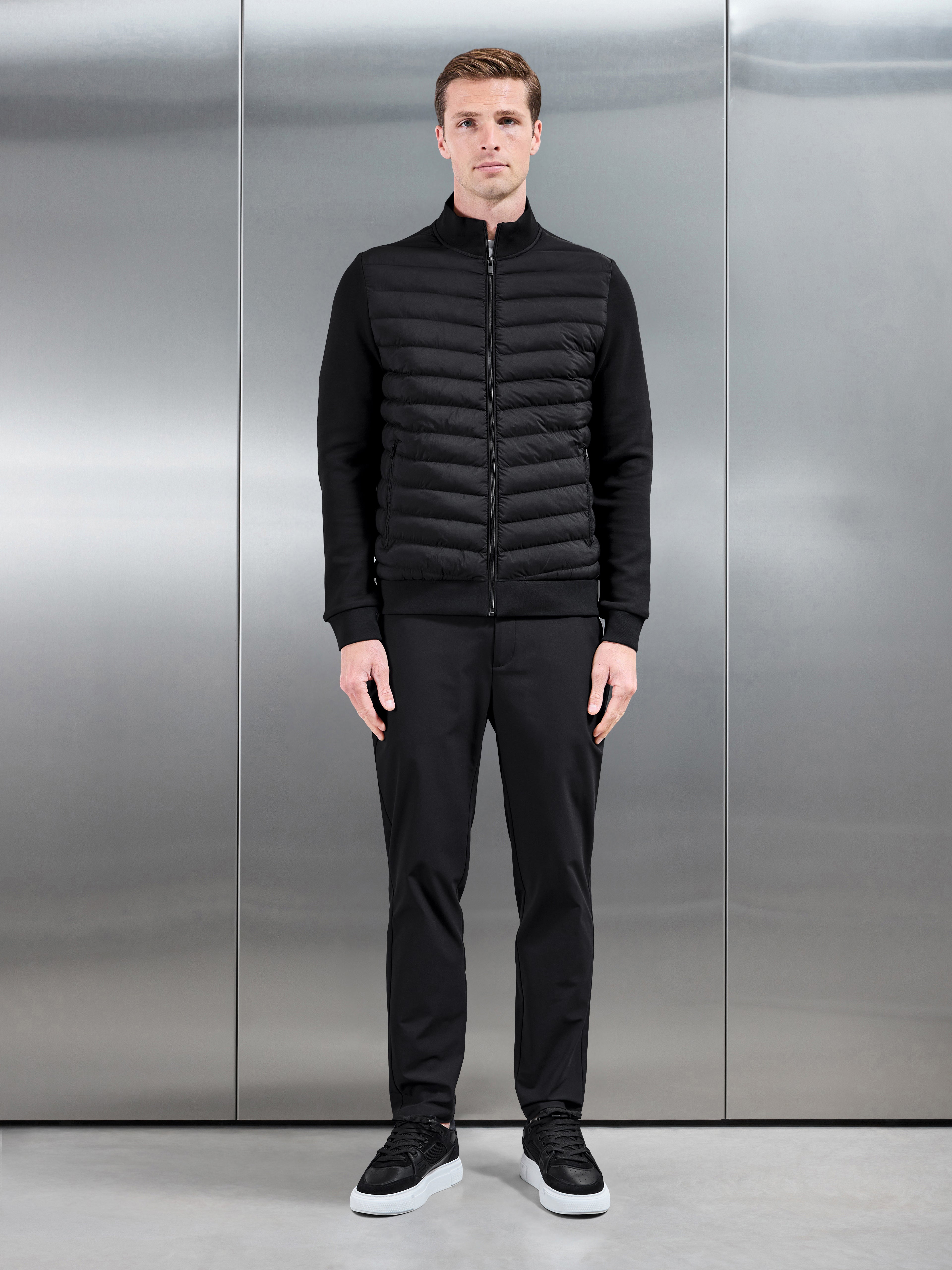 Hybrid Quilted Technical Jacket in Black