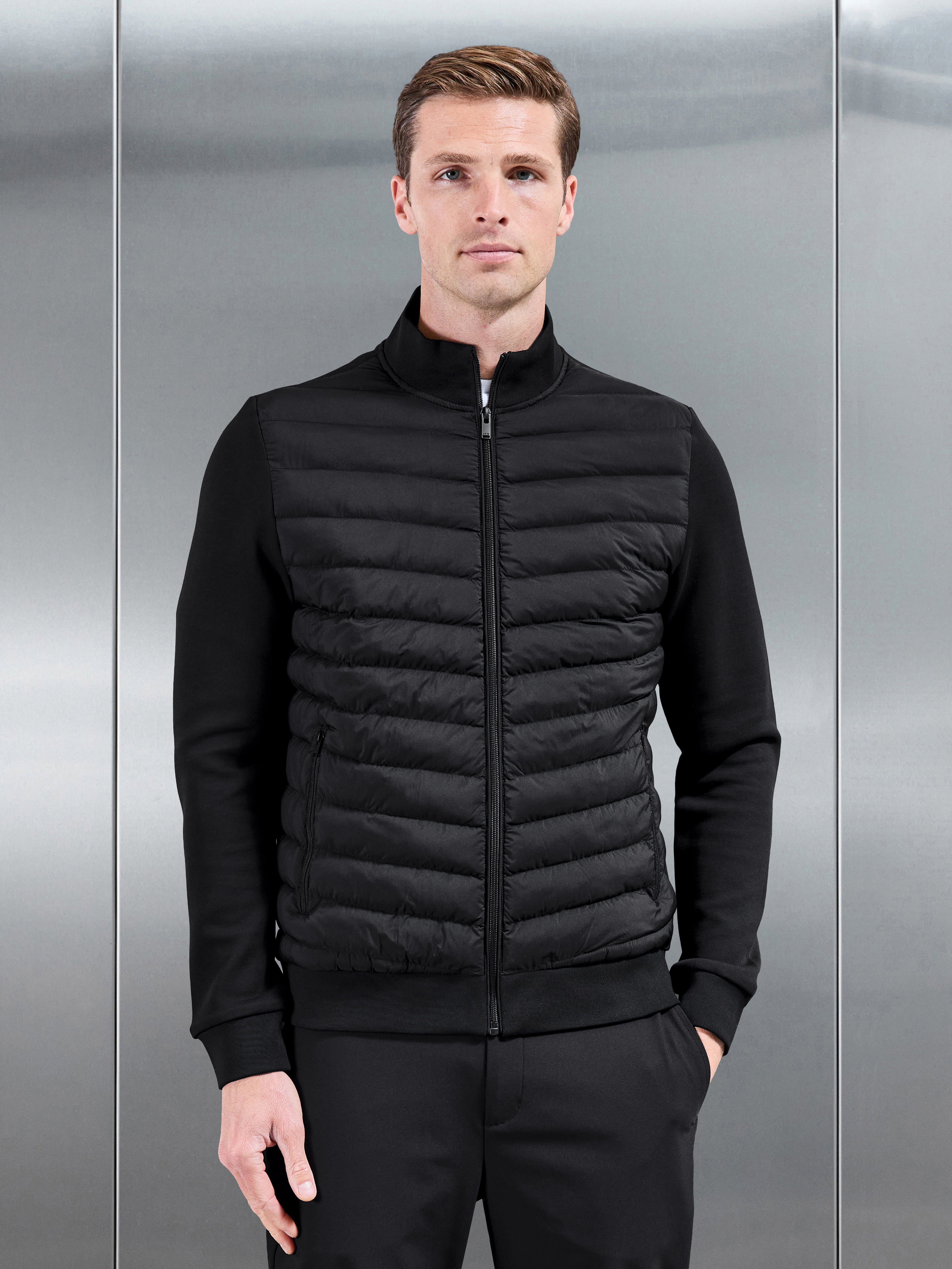Hybrid Quilted Technical Jacket in Black