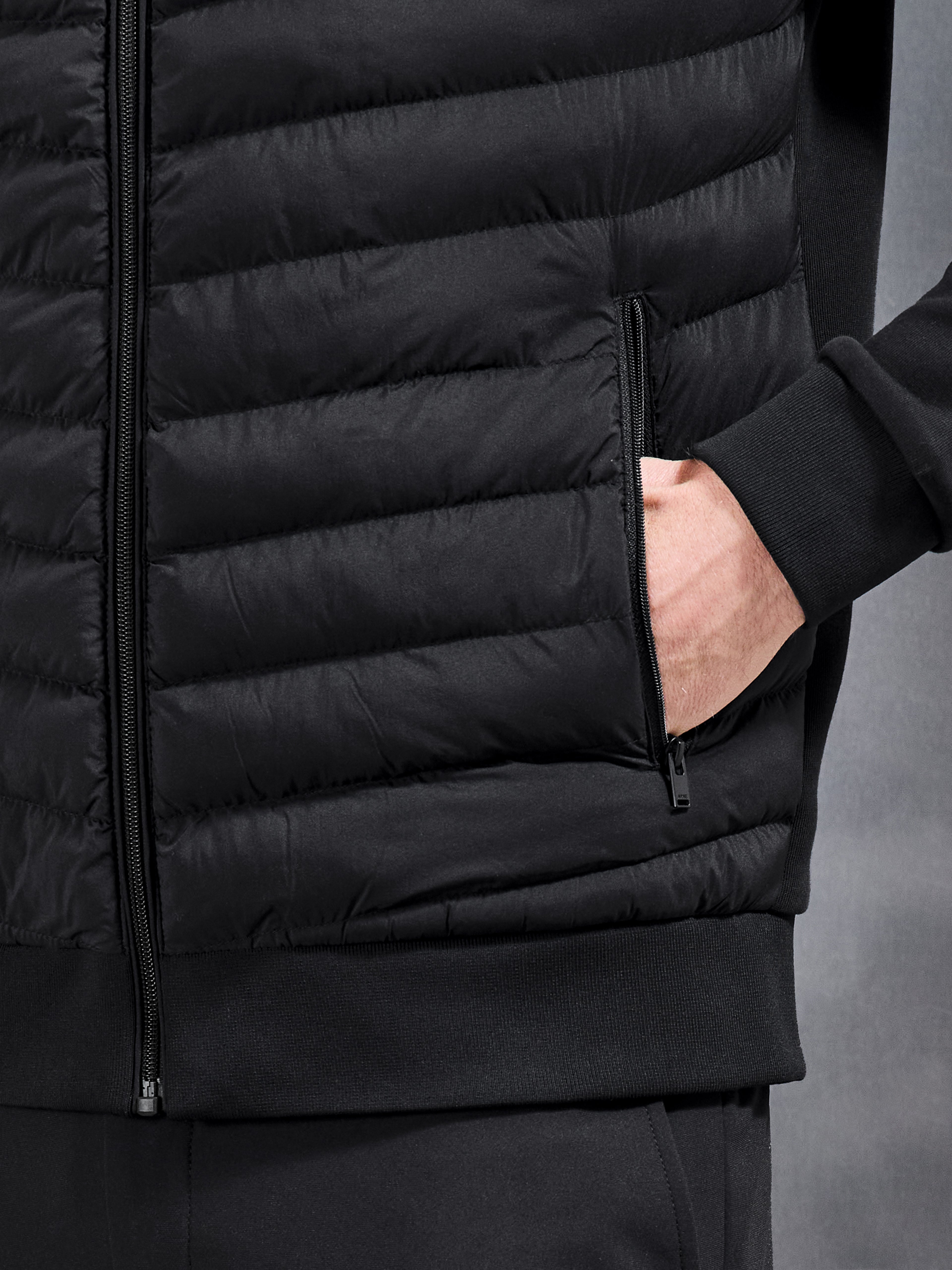 Hybrid Quilted Technical Jacket in Black