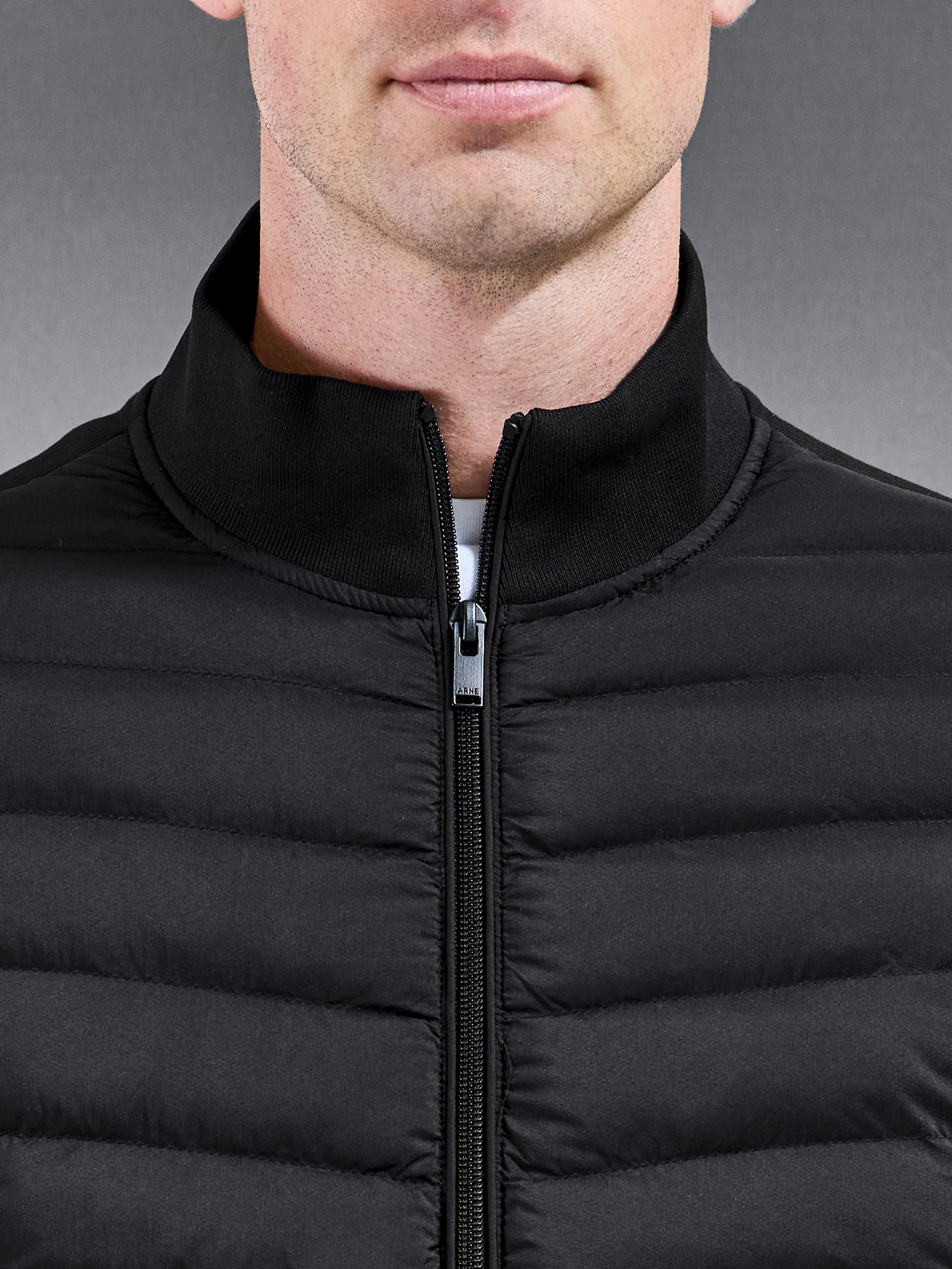 Hybrid Quilted Technical Jacket in Black