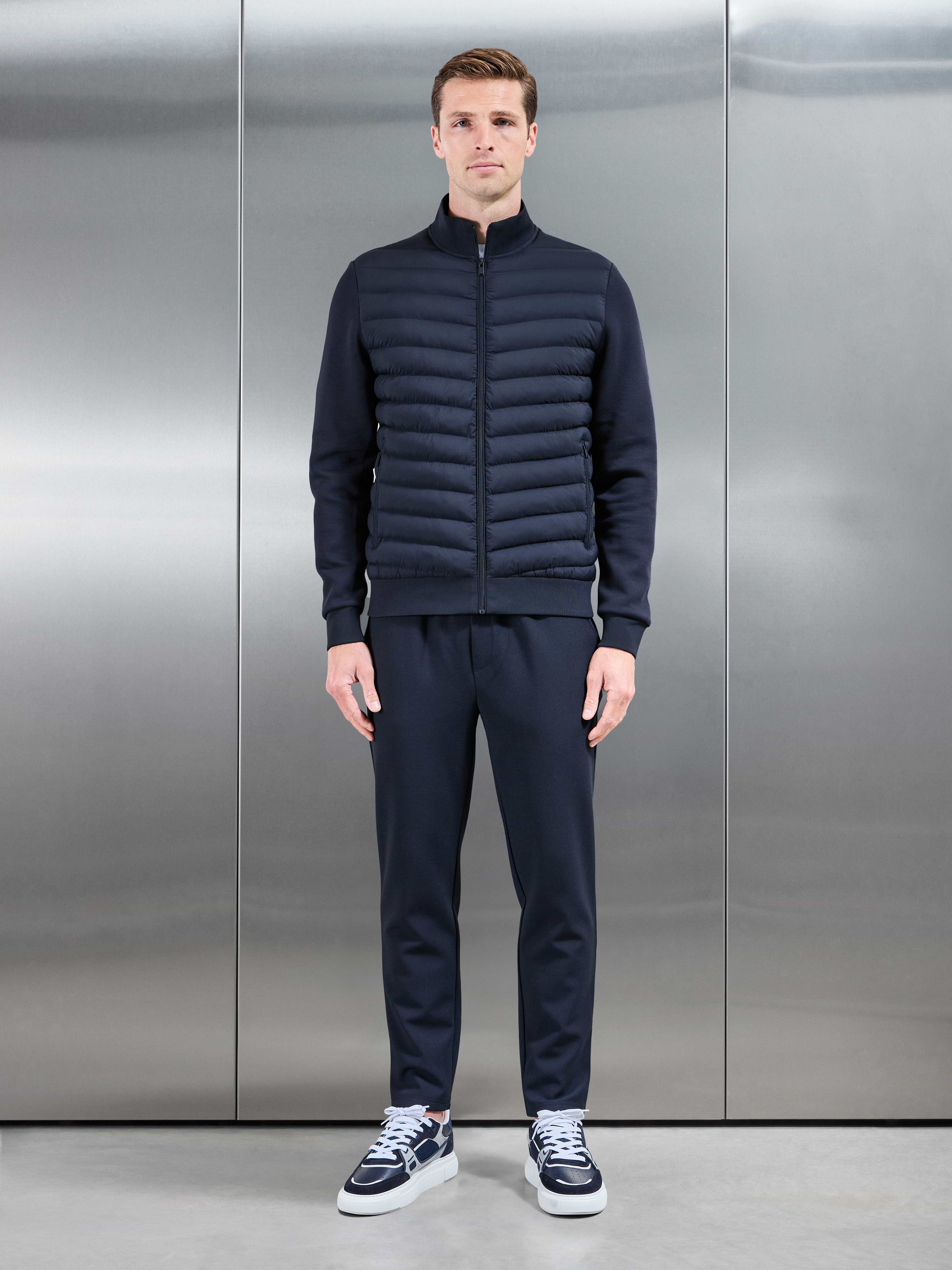 Hybrid Quilted Technical Jacket in Navy
