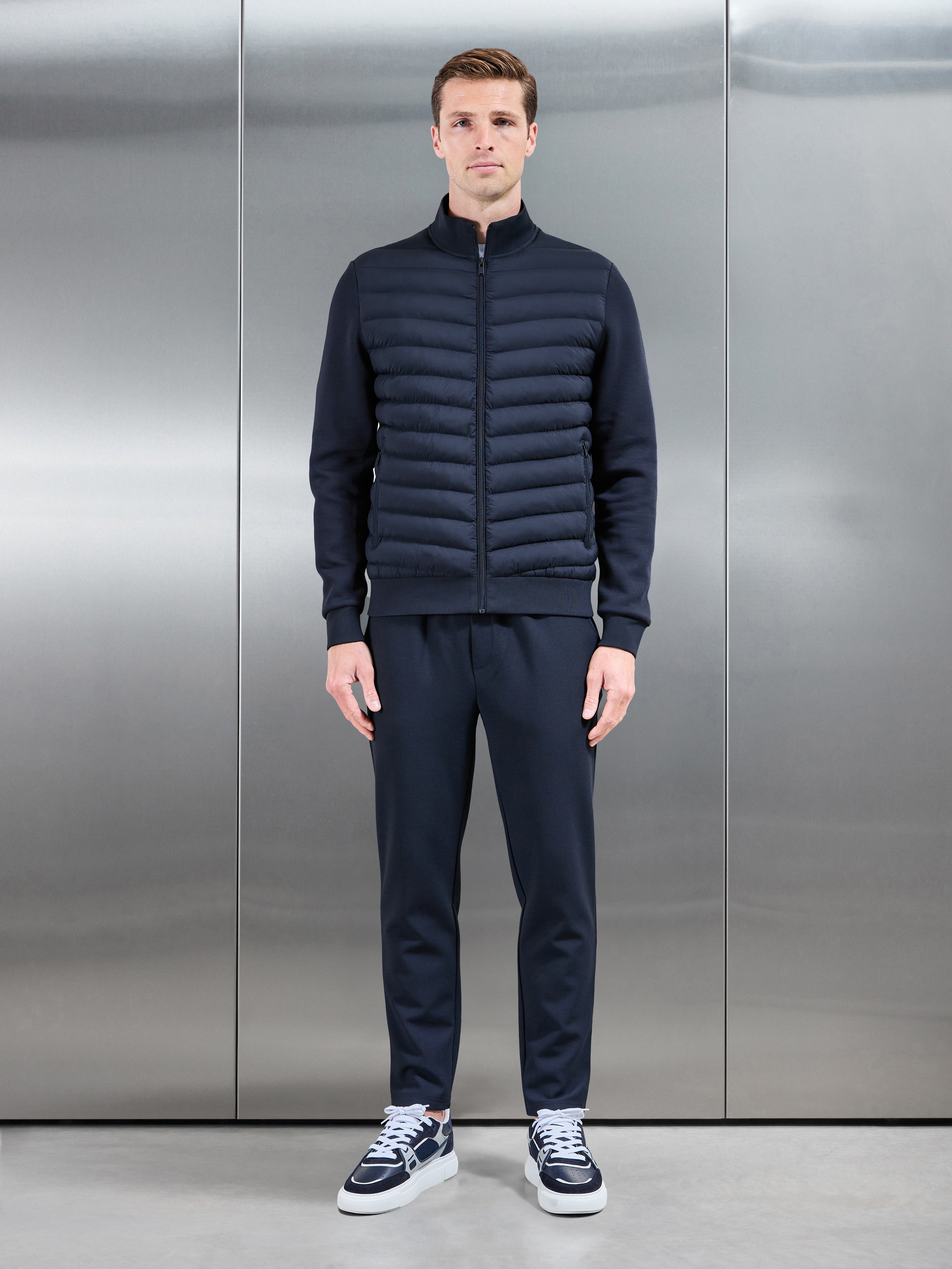 Hybrid Quilted Technical Jacket in Navy