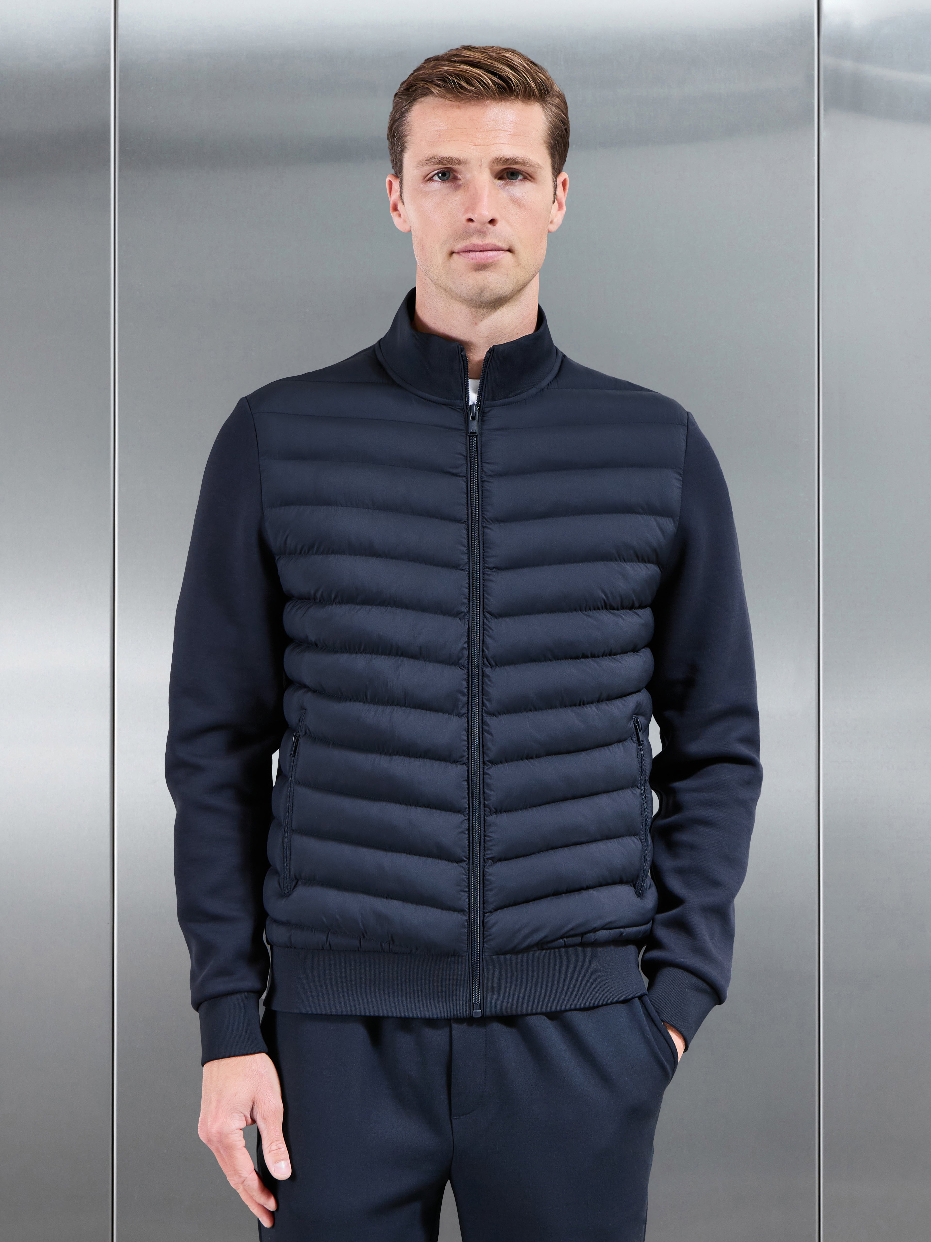 Hybrid Quilted Technical Jacket in Navy