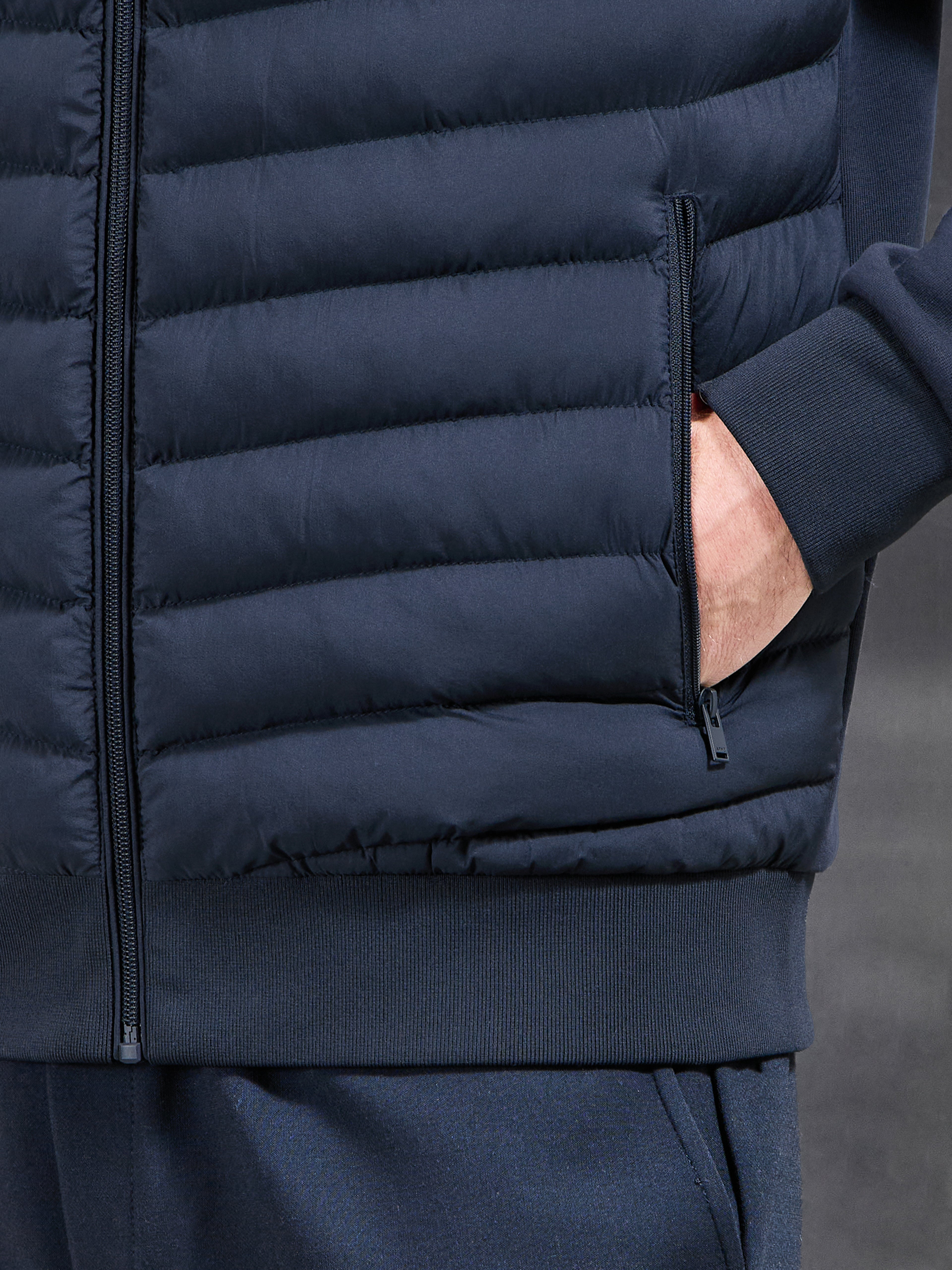 Hybrid Quilted Technical Jacket in Navy