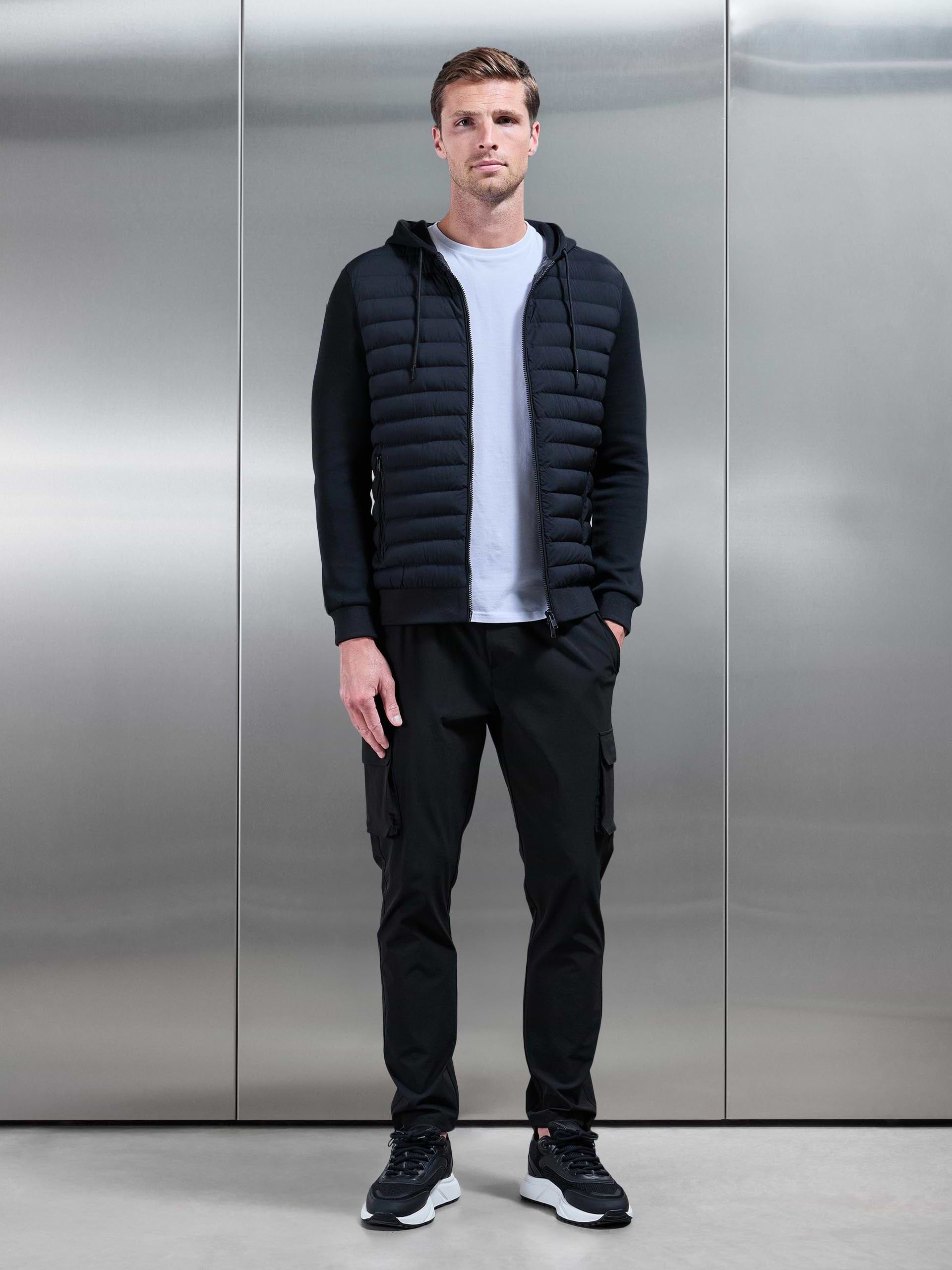 Hybrid Quilted Technical Windbreaker in Black