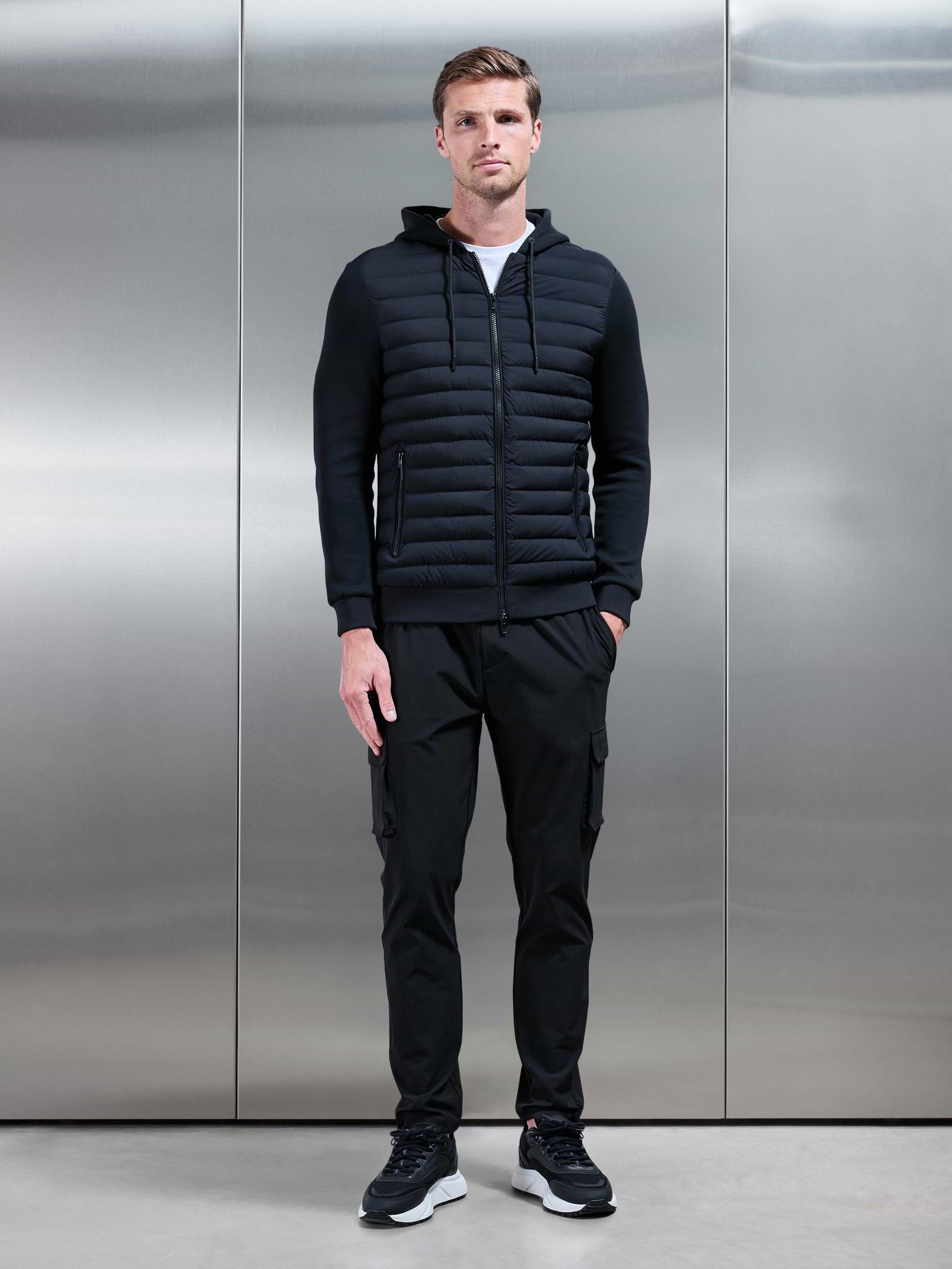 Hybrid Quilted Technical Windbreaker in Black