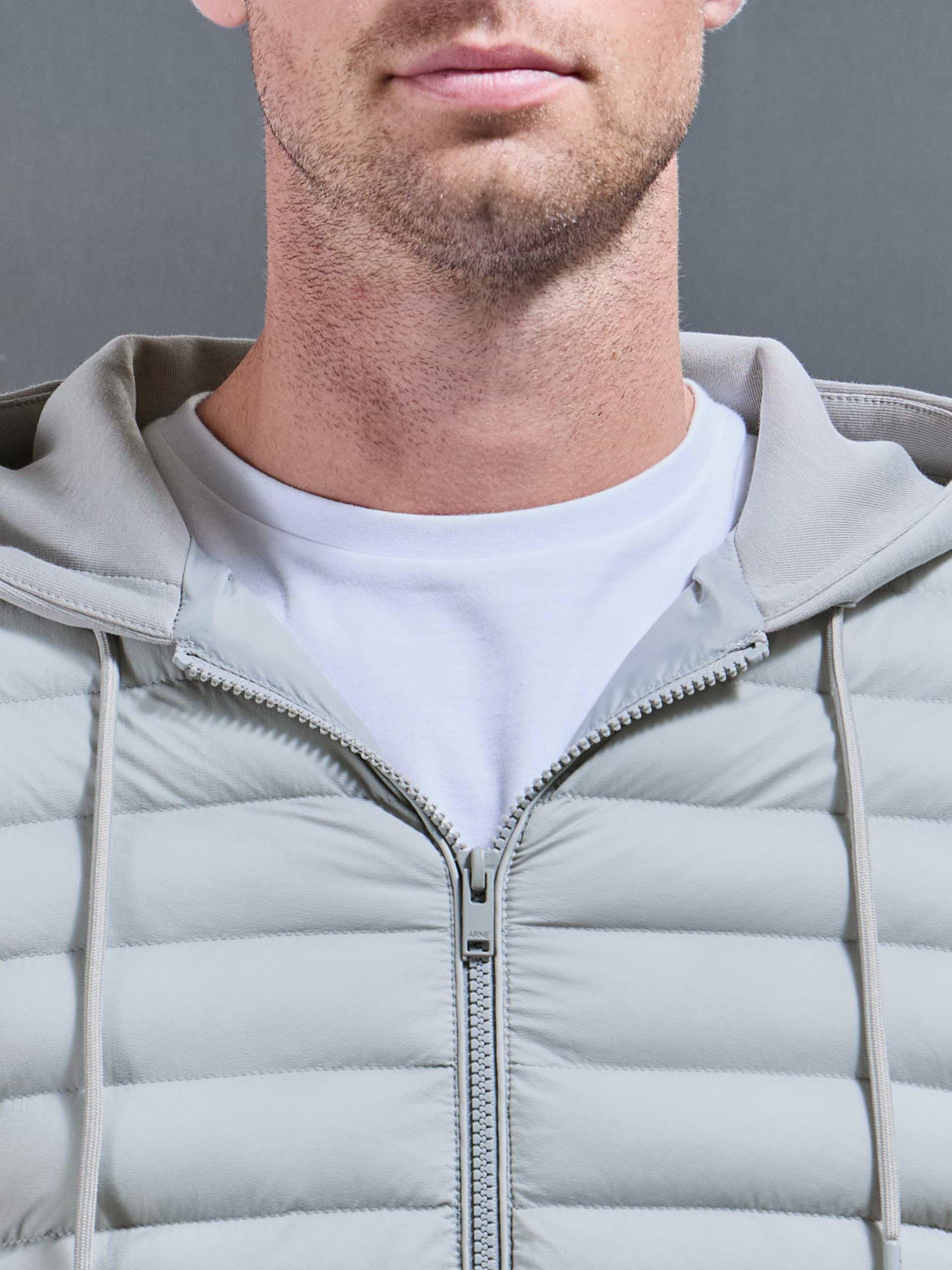 Hybrid Quilted Technical Windbreaker in Mid Grey