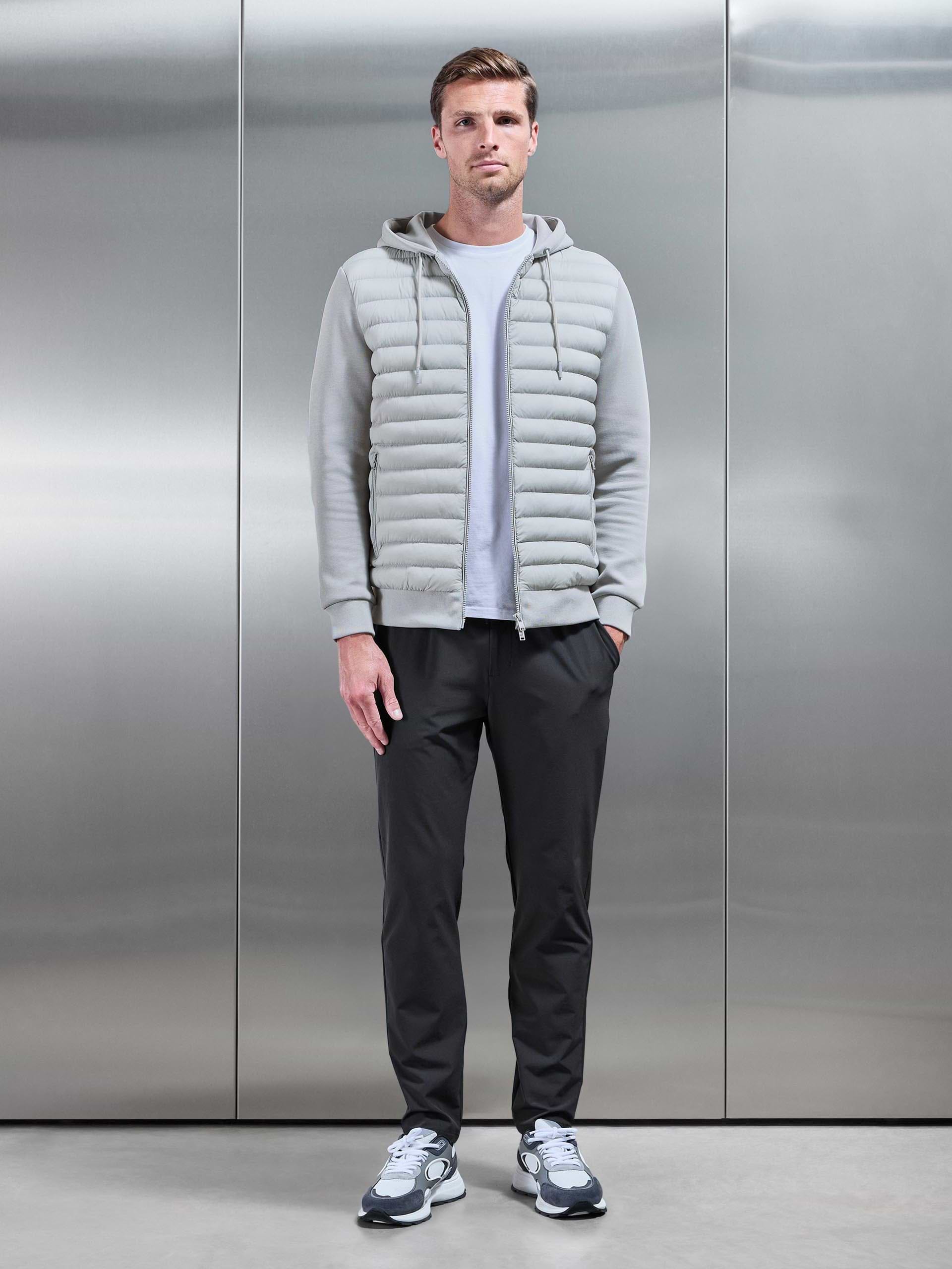 Hybrid Quilted Technical Windbreaker in Mid Grey