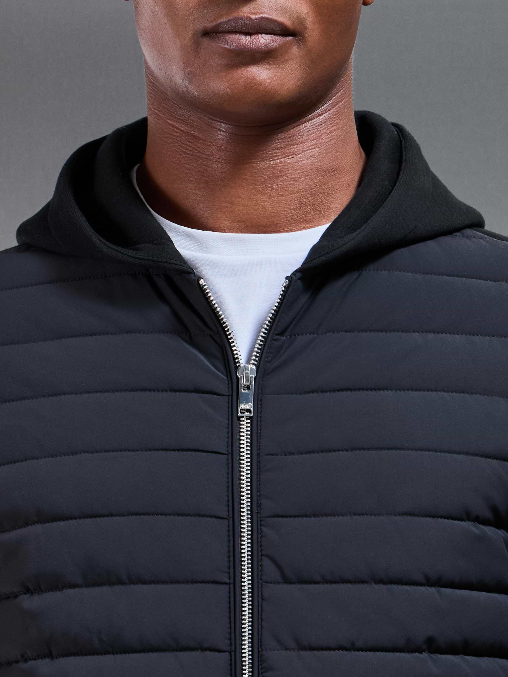 Hybrid Quilted Windbreaker in Black