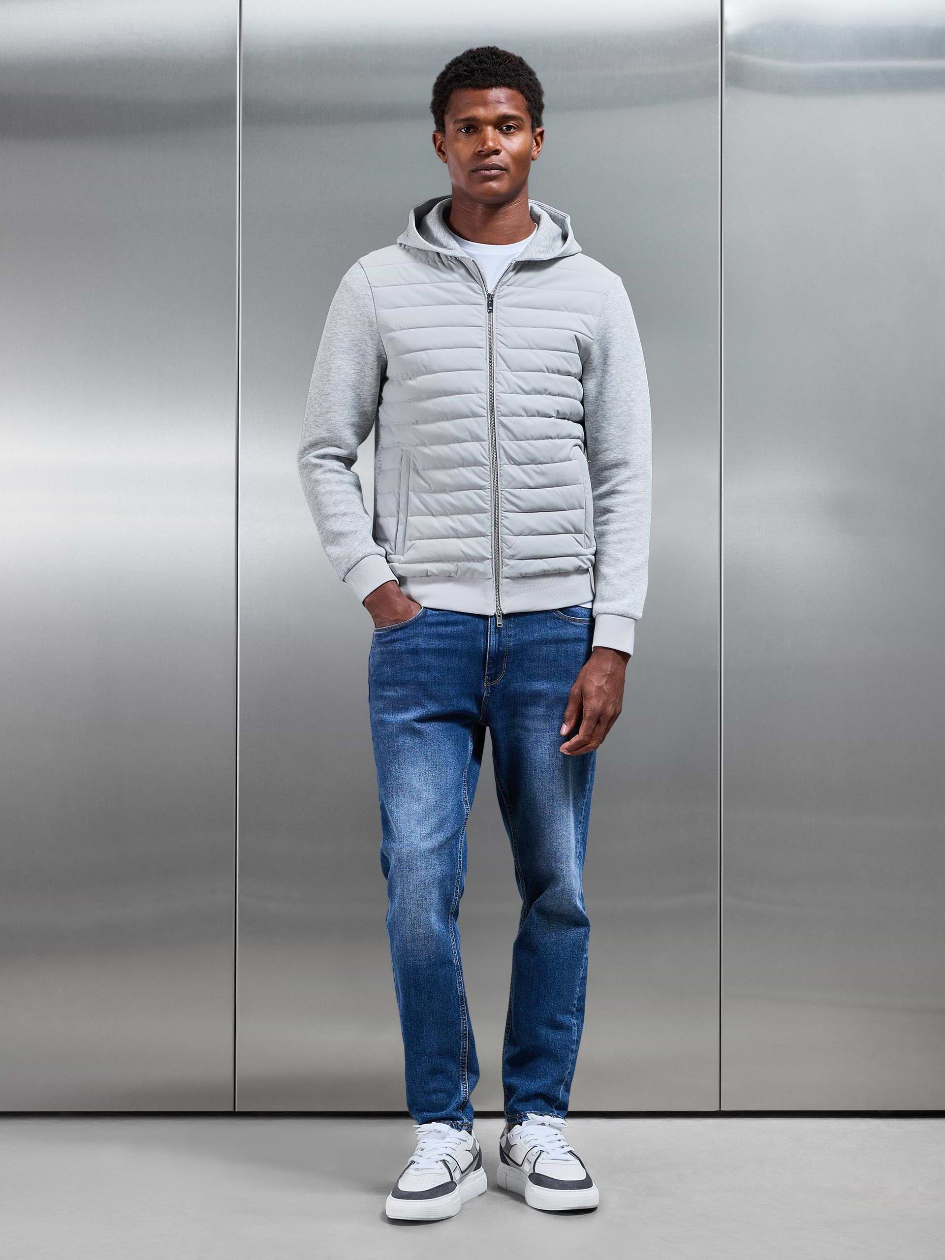 Hybrid Quilted Windbreaker in Marl Grey