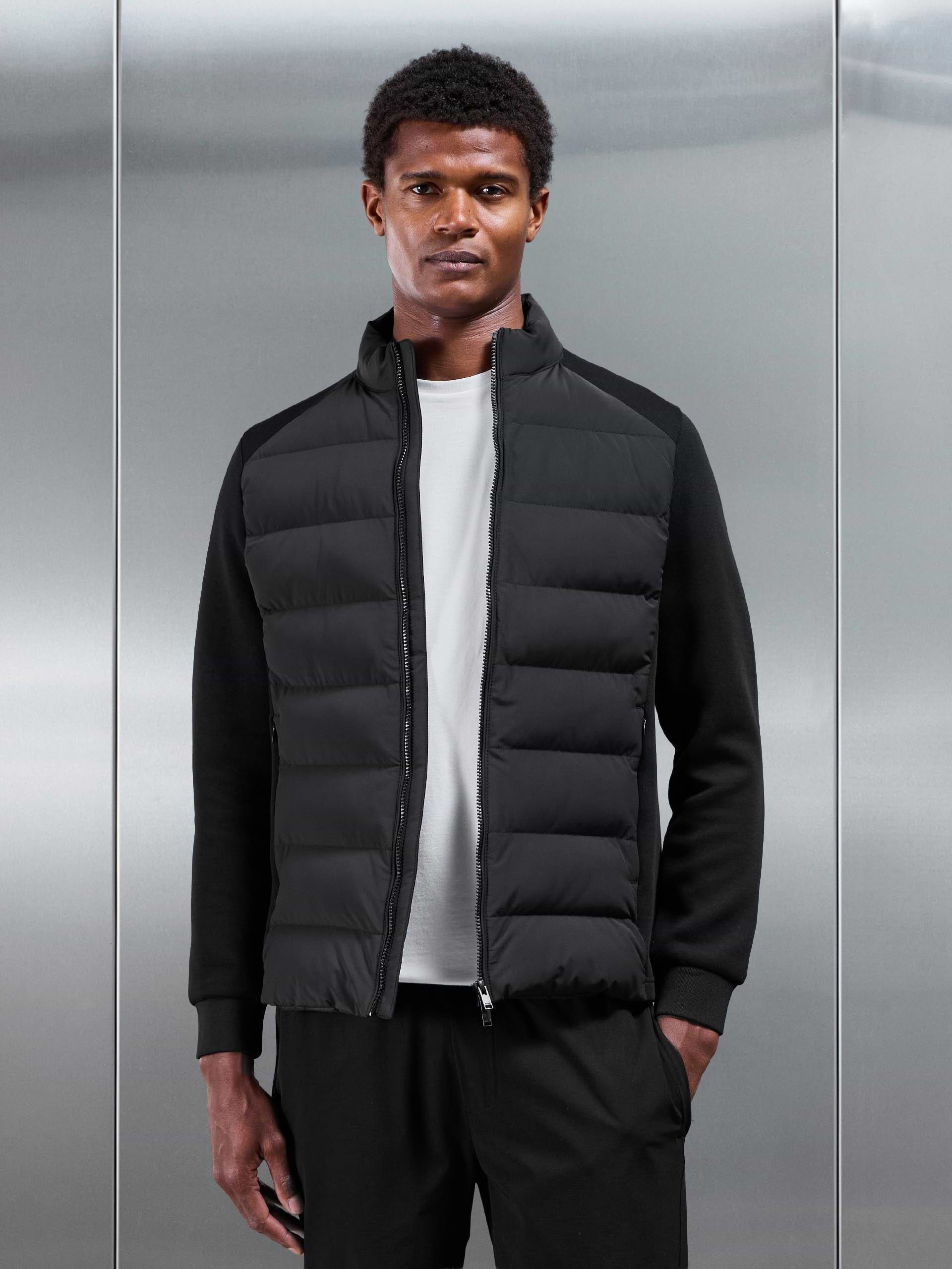 Hybrid Technical Puffer Jacket in Black