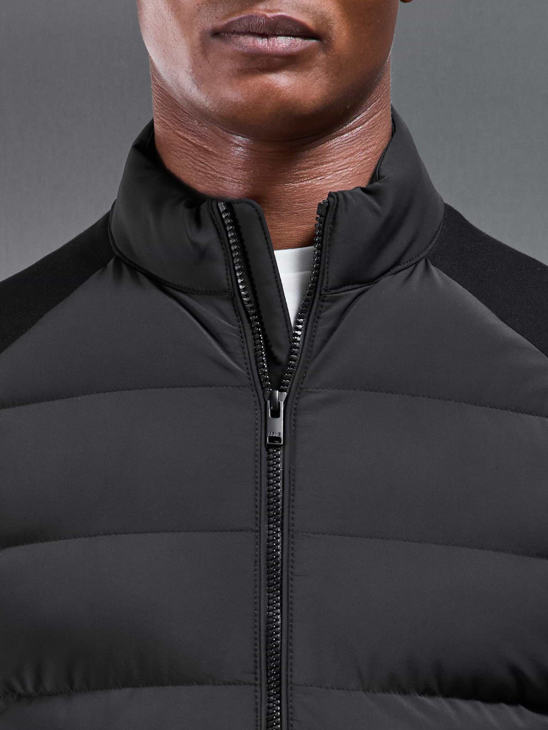 Hybrid Technical Puffer Jacket in Black