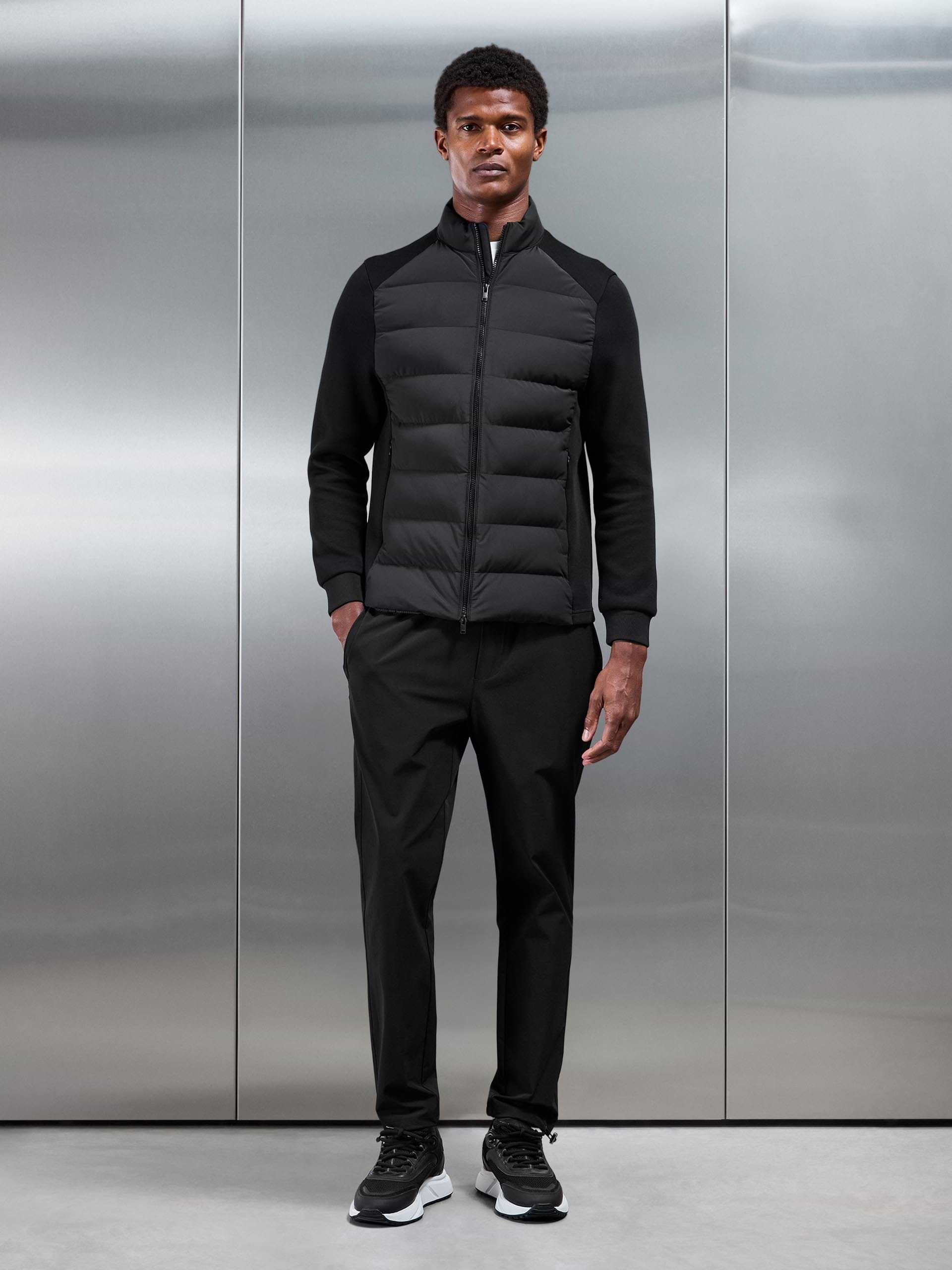 Hybrid Technical Puffer Jacket in Black