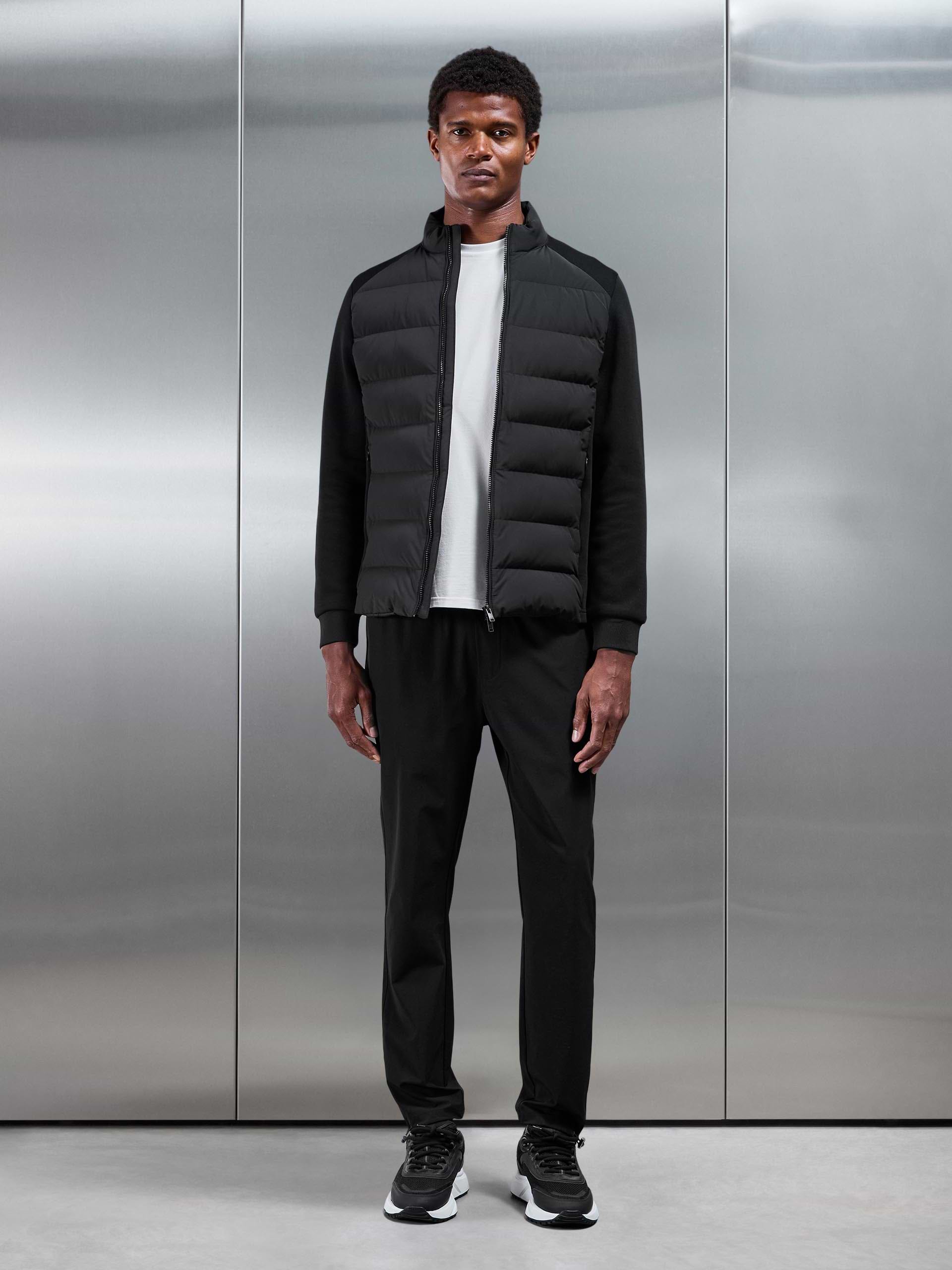 Hybrid Technical Puffer Jacket in Black