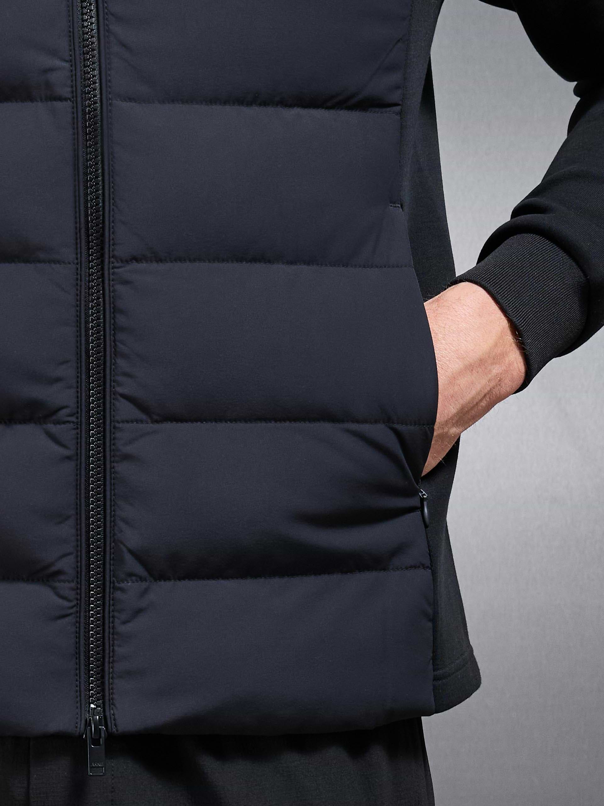 Hybrid Technical Puffer Windbreaker in Black