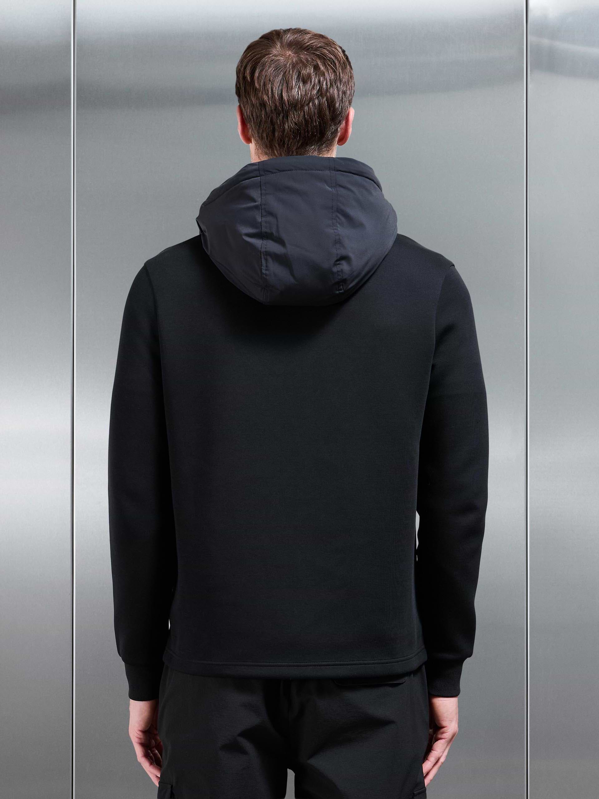 Hybrid Technical Puffer Windbreaker in Black