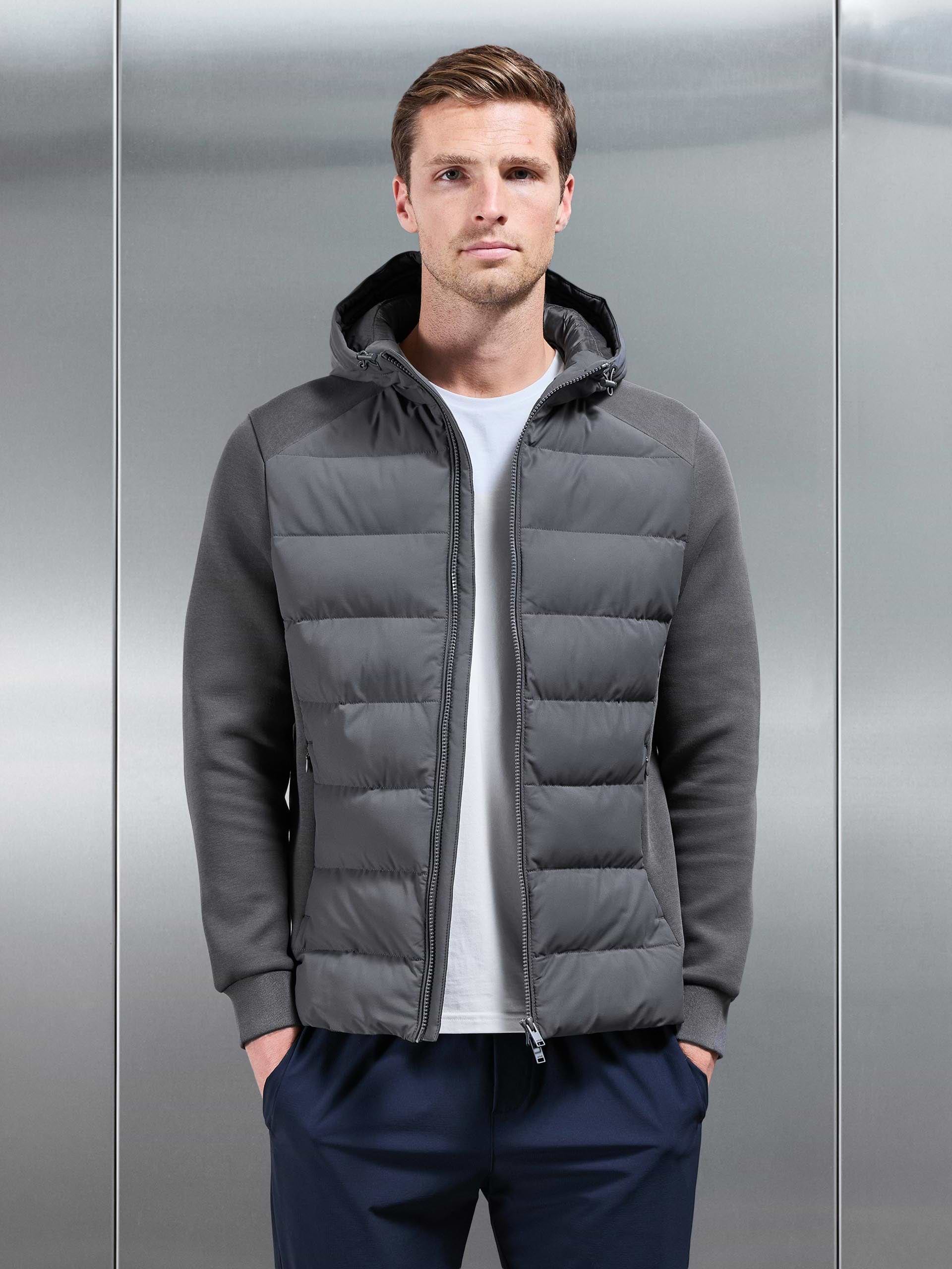 Hybrid Technical Puffer Windbreaker in Grey
