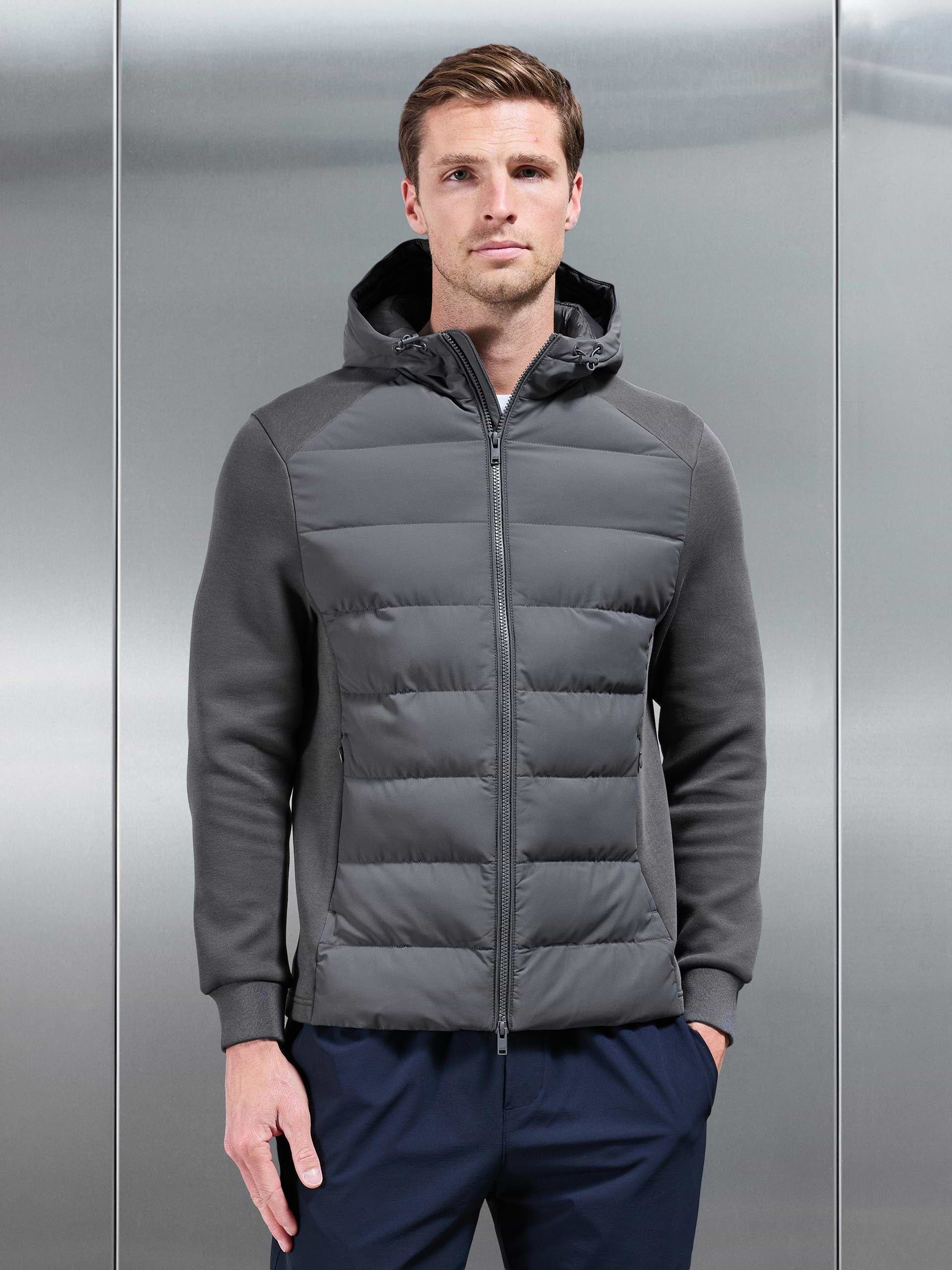 Hybrid Technical Puffer Windbreaker in Grey