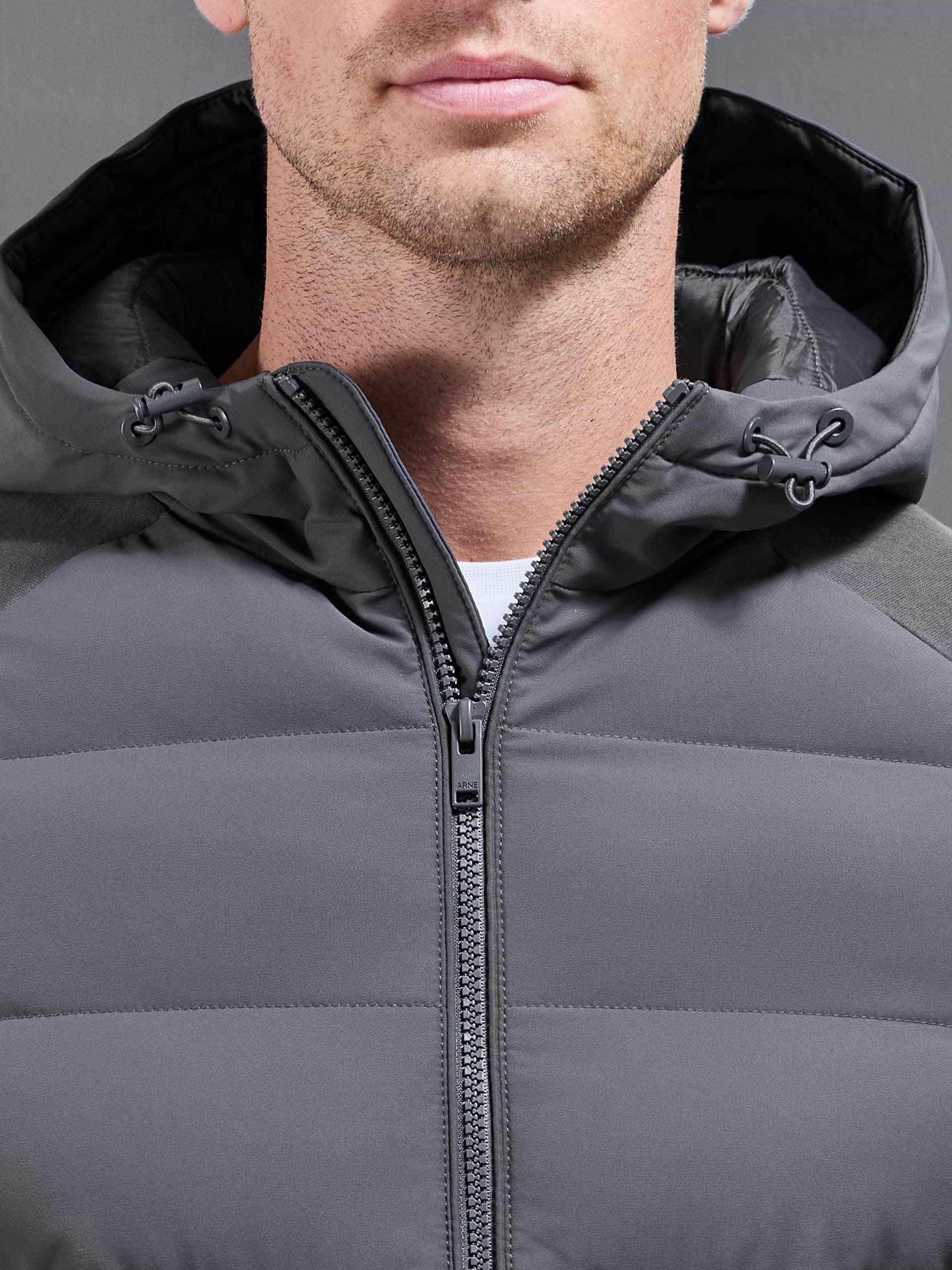 Hybrid Technical Puffer Windbreaker in Grey