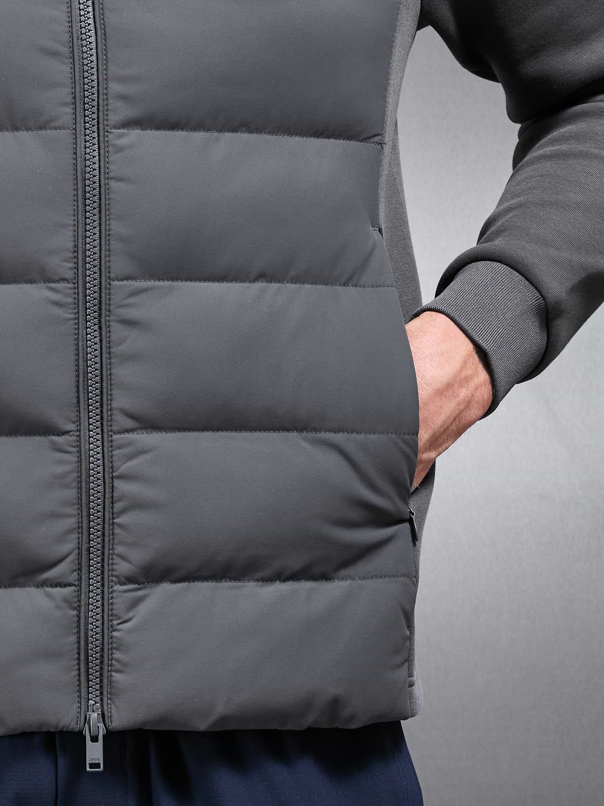 Hybrid Technical Puffer Windbreaker in Grey