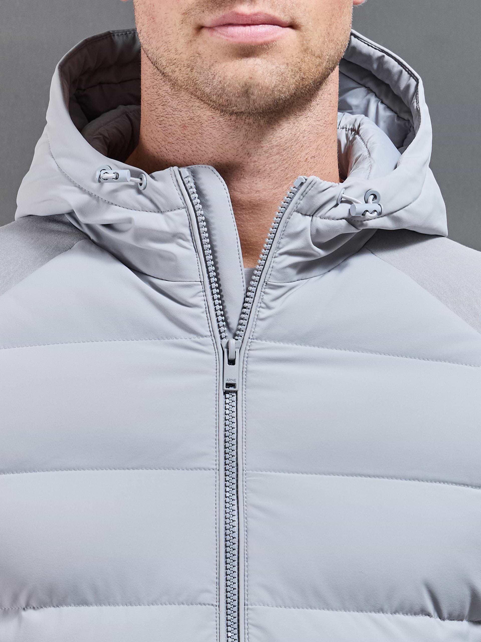 Hybrid Technical Puffer Windbreaker in Mid Grey