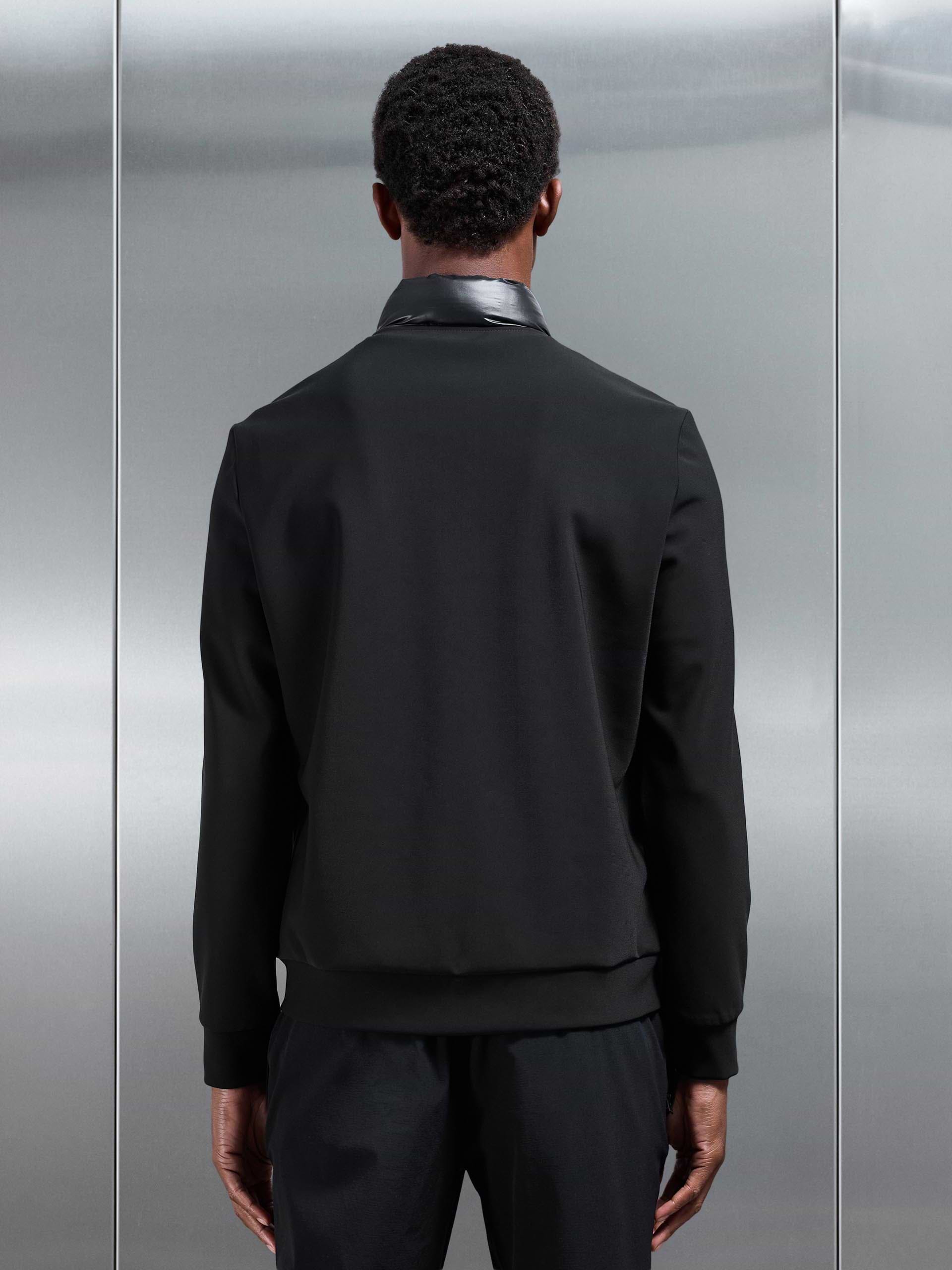Hybrid Zip Through Puffer Jacket in Black
