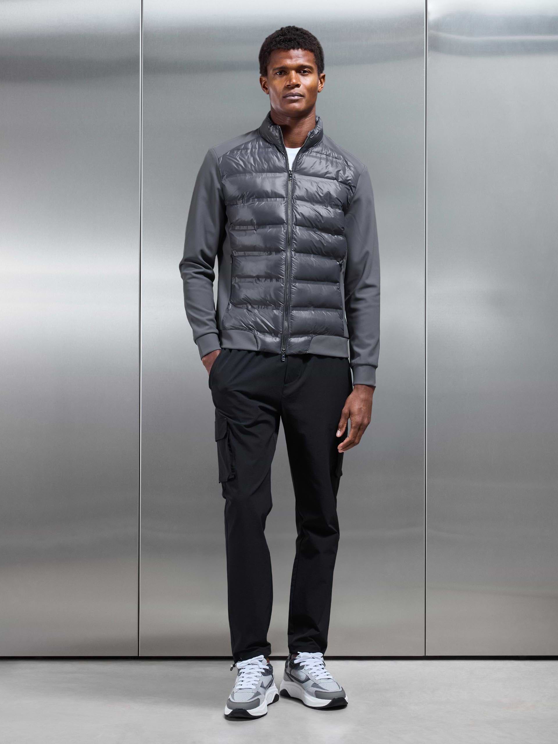 Hybrid Zip Through Puffer Jacket in Grey