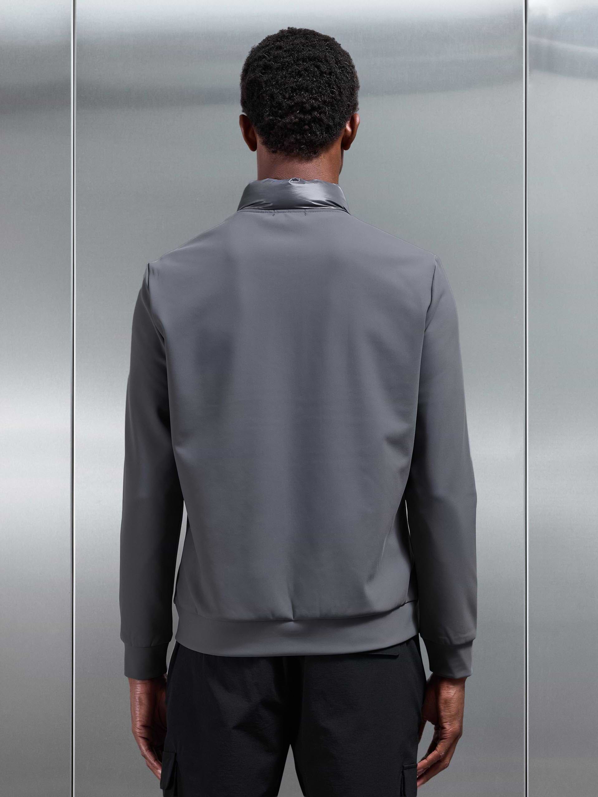 Hybrid Zip Through Puffer Jacket in Grey