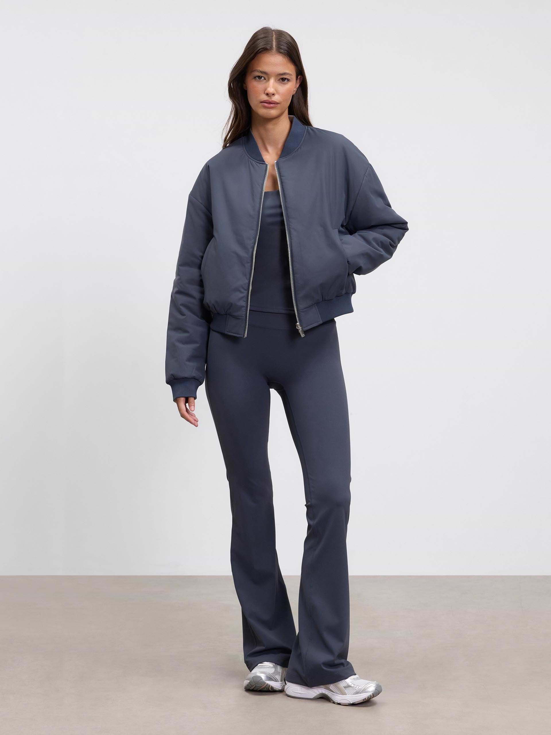 Womens Reversible Bomber Jacket in Slate Blue Stone