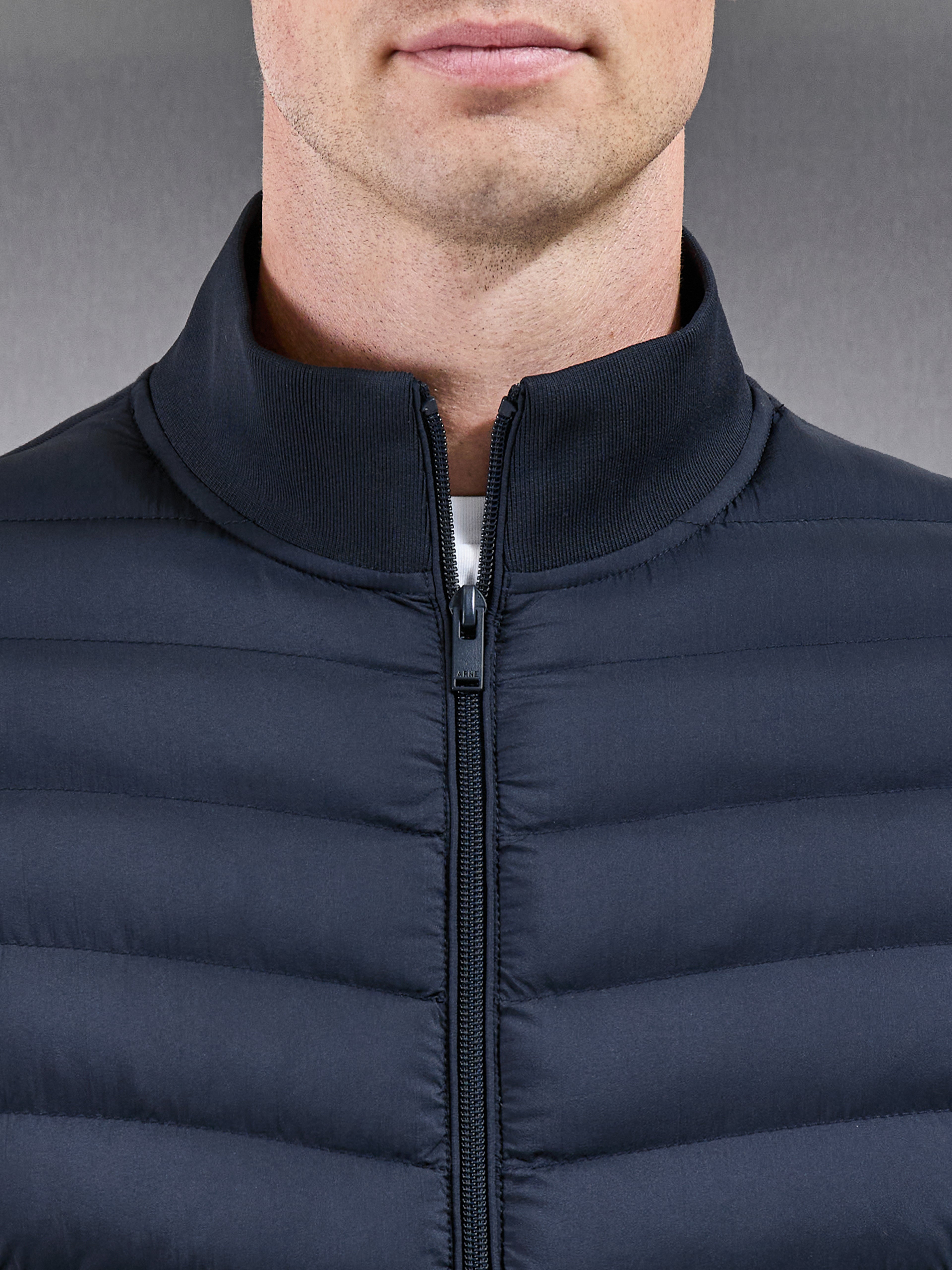 Hybrid Quilted Technical Jacket in Navy