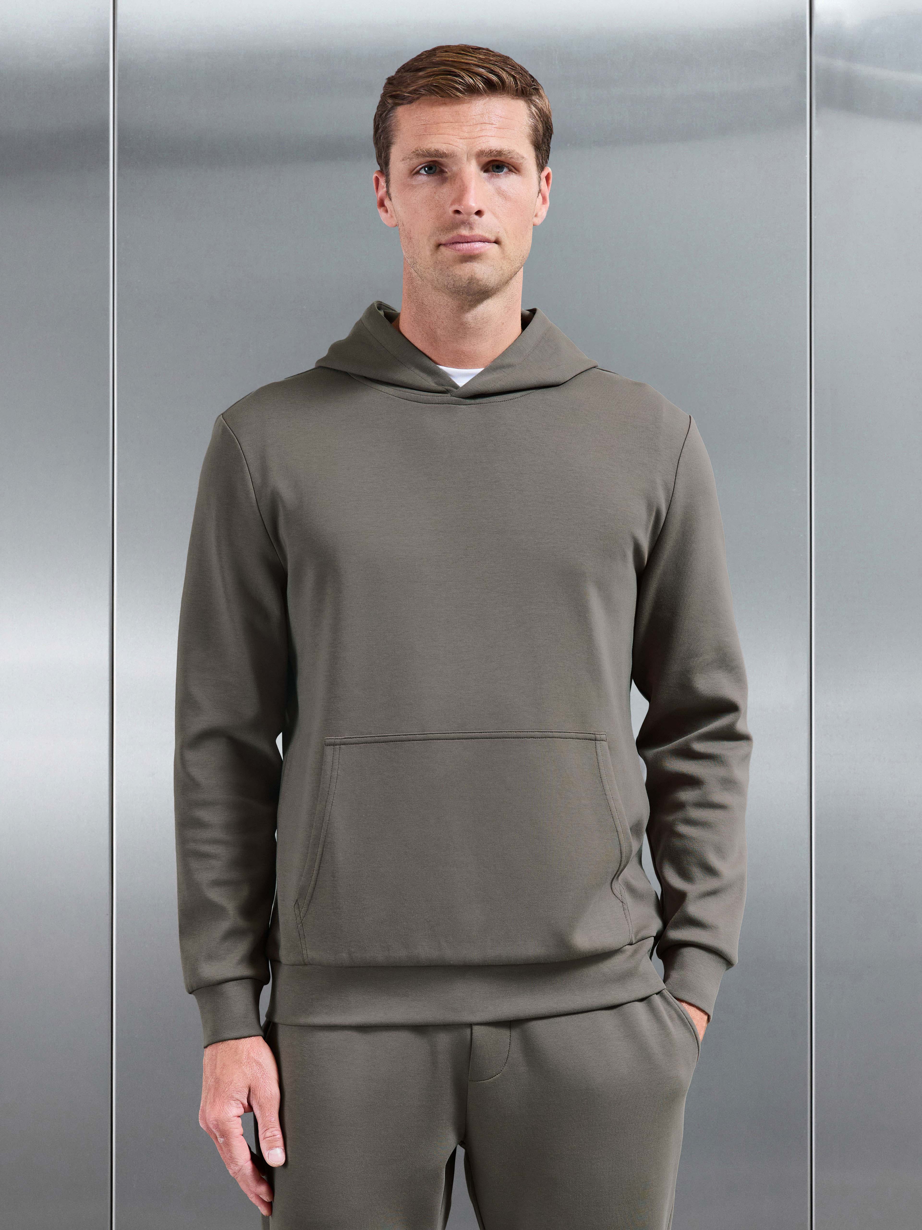 Interlock Jersey Essential Hoodie in Taupe