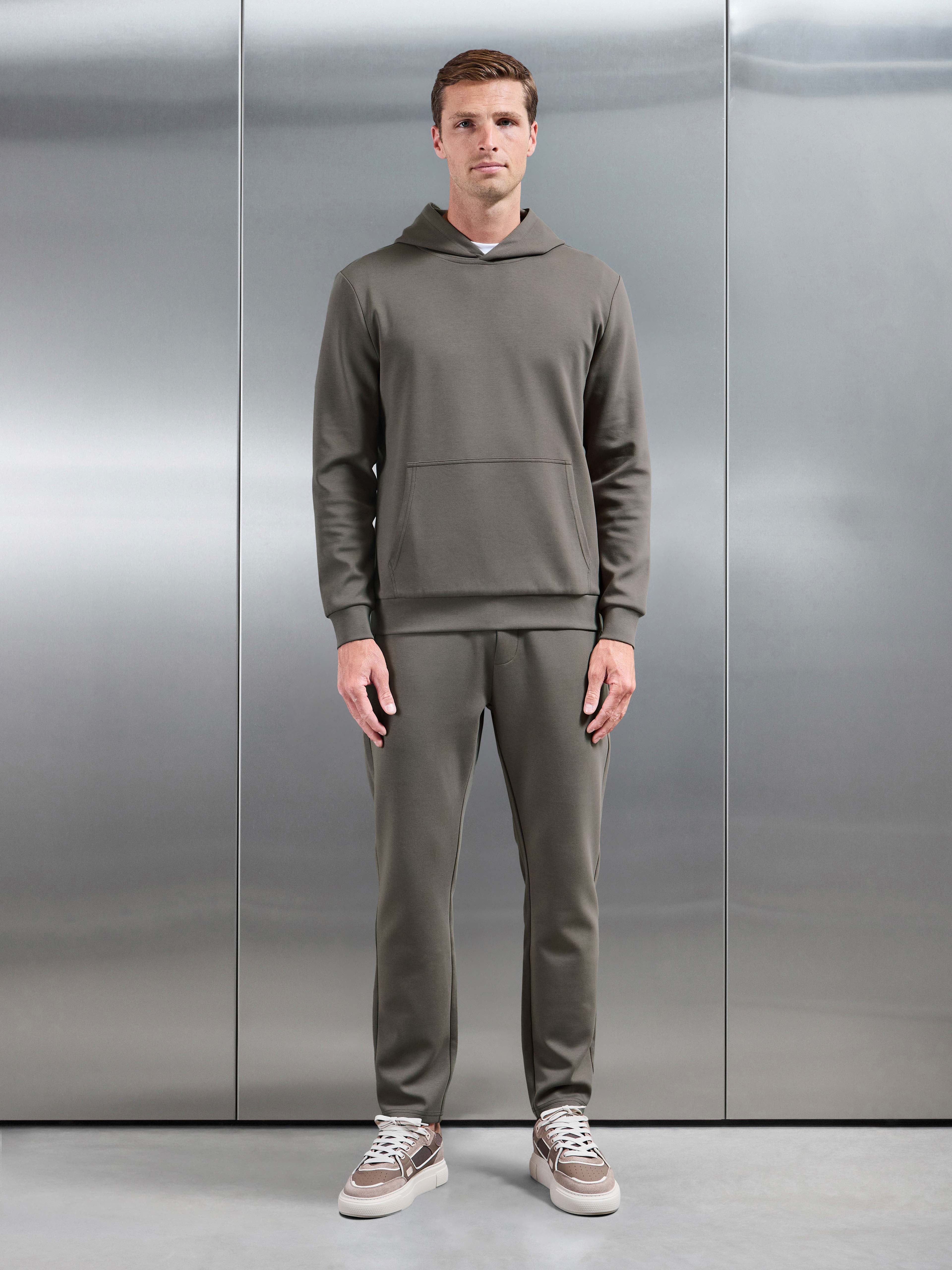 Interlock Jersey Essential Hoodie in Taupe