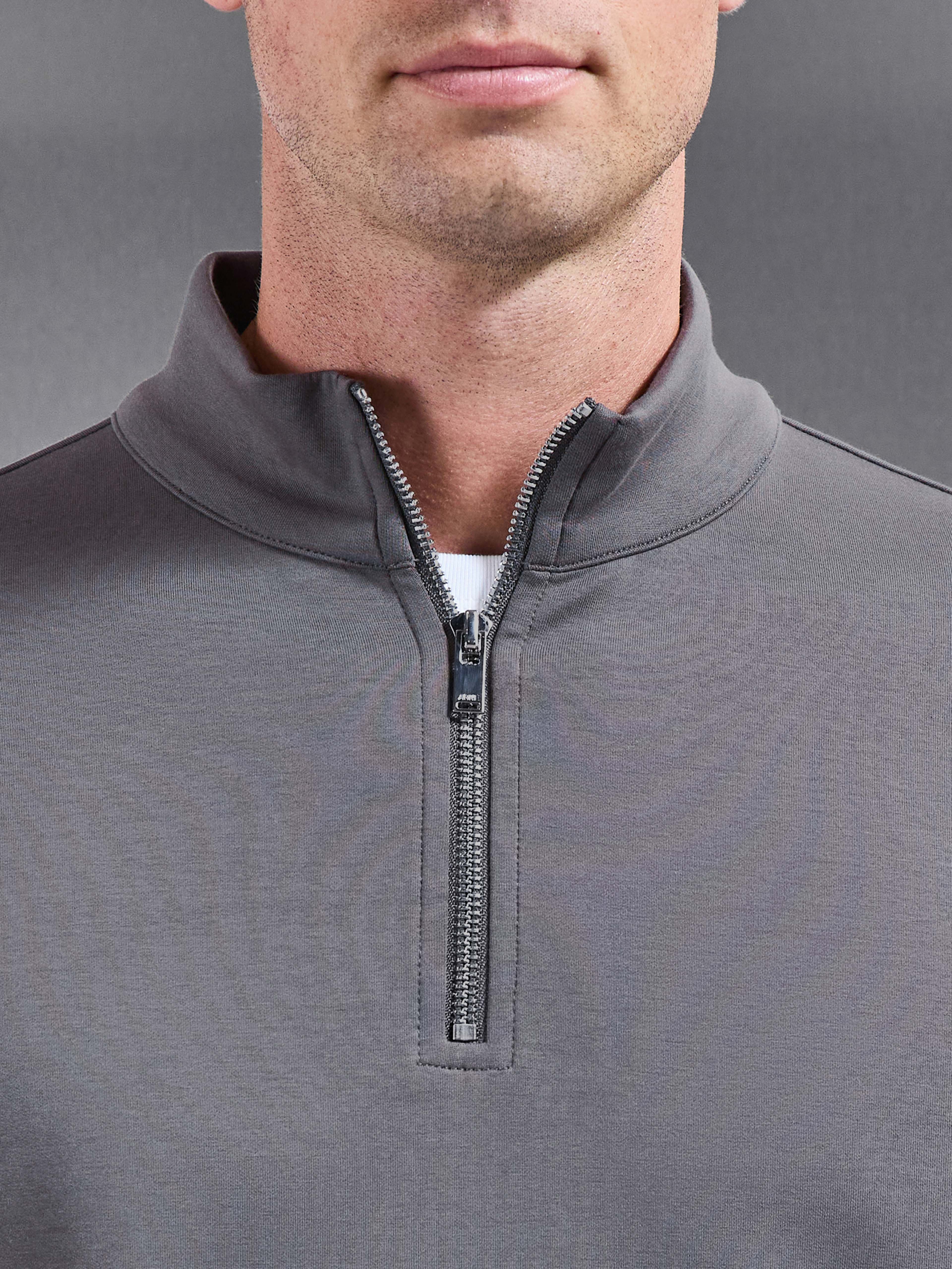 Interlock Jersey Half Zip in Charcoal