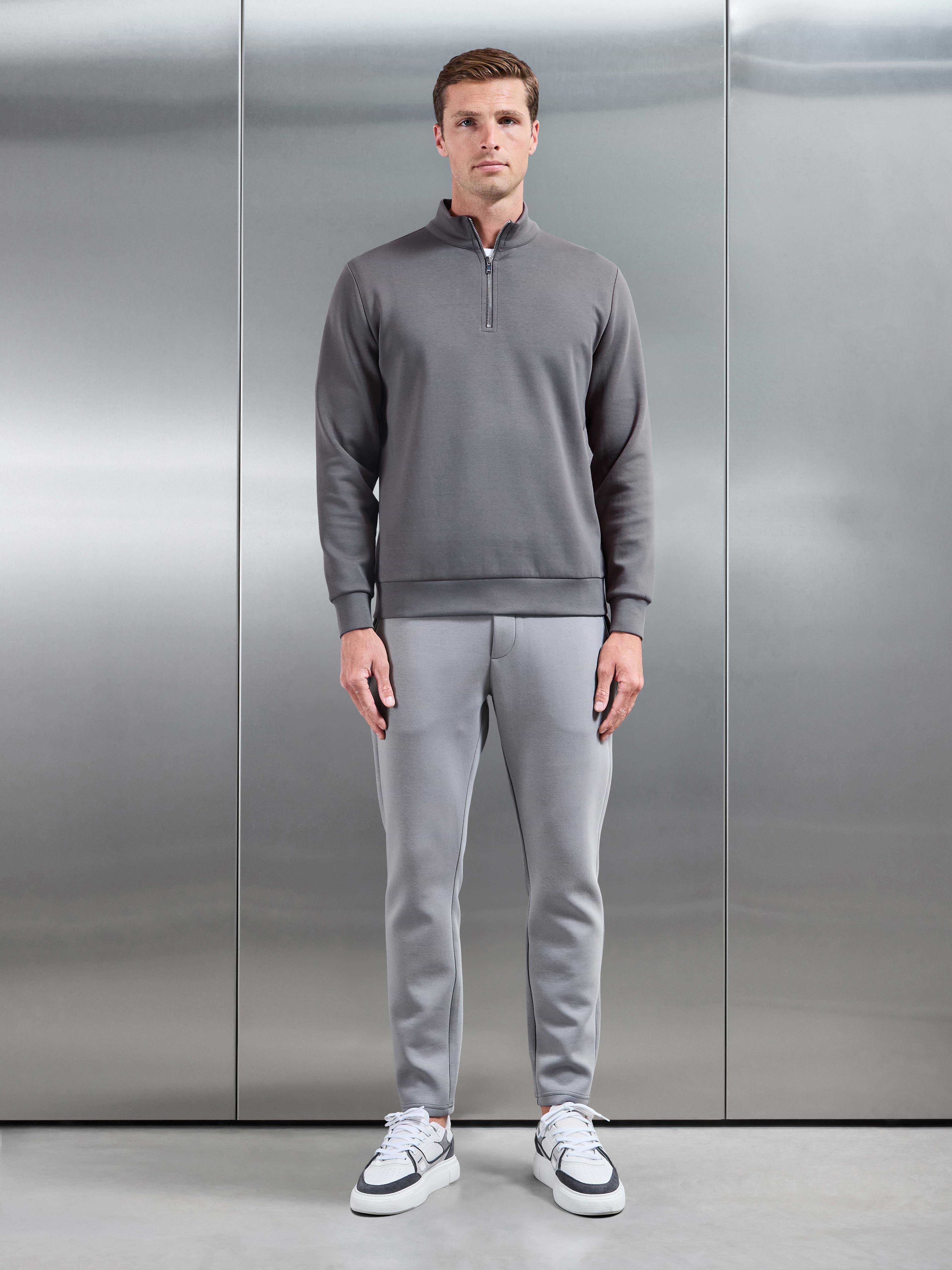 Interlock Jersey Half Zip in Charcoal