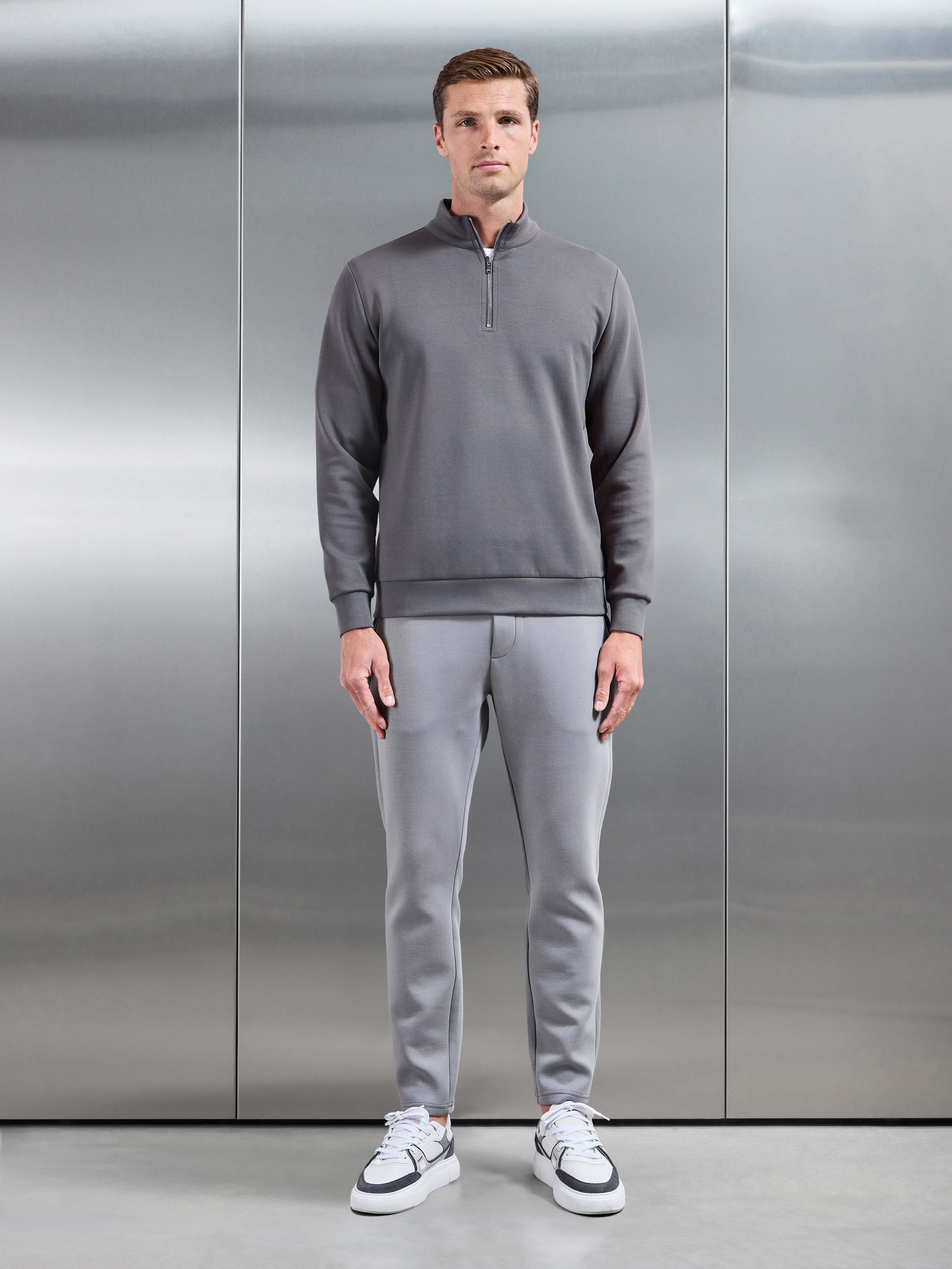 Interlock Jersey Half Zip in Charcoal