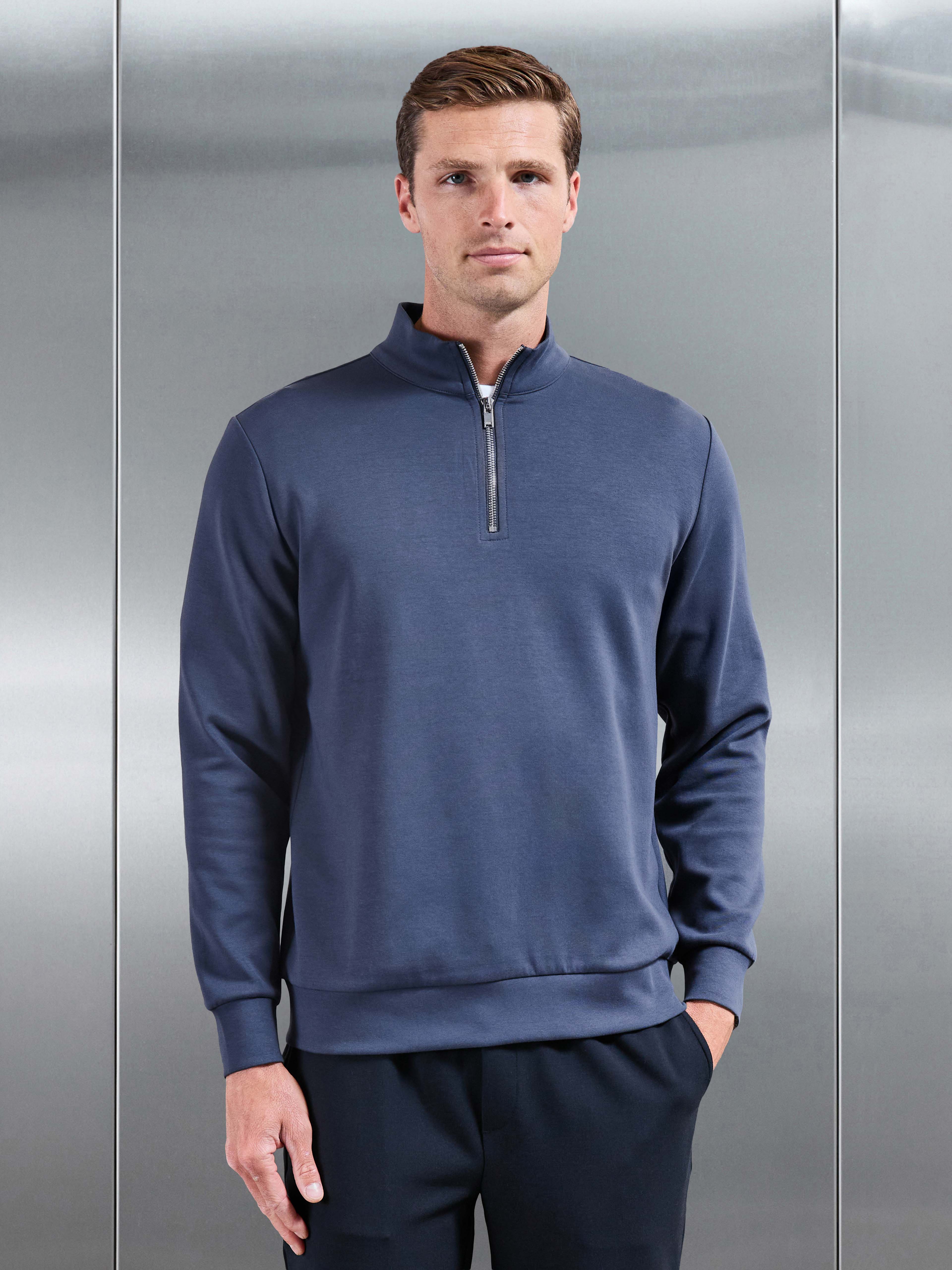 Interlock Jersey Half Zip in Slate Blue