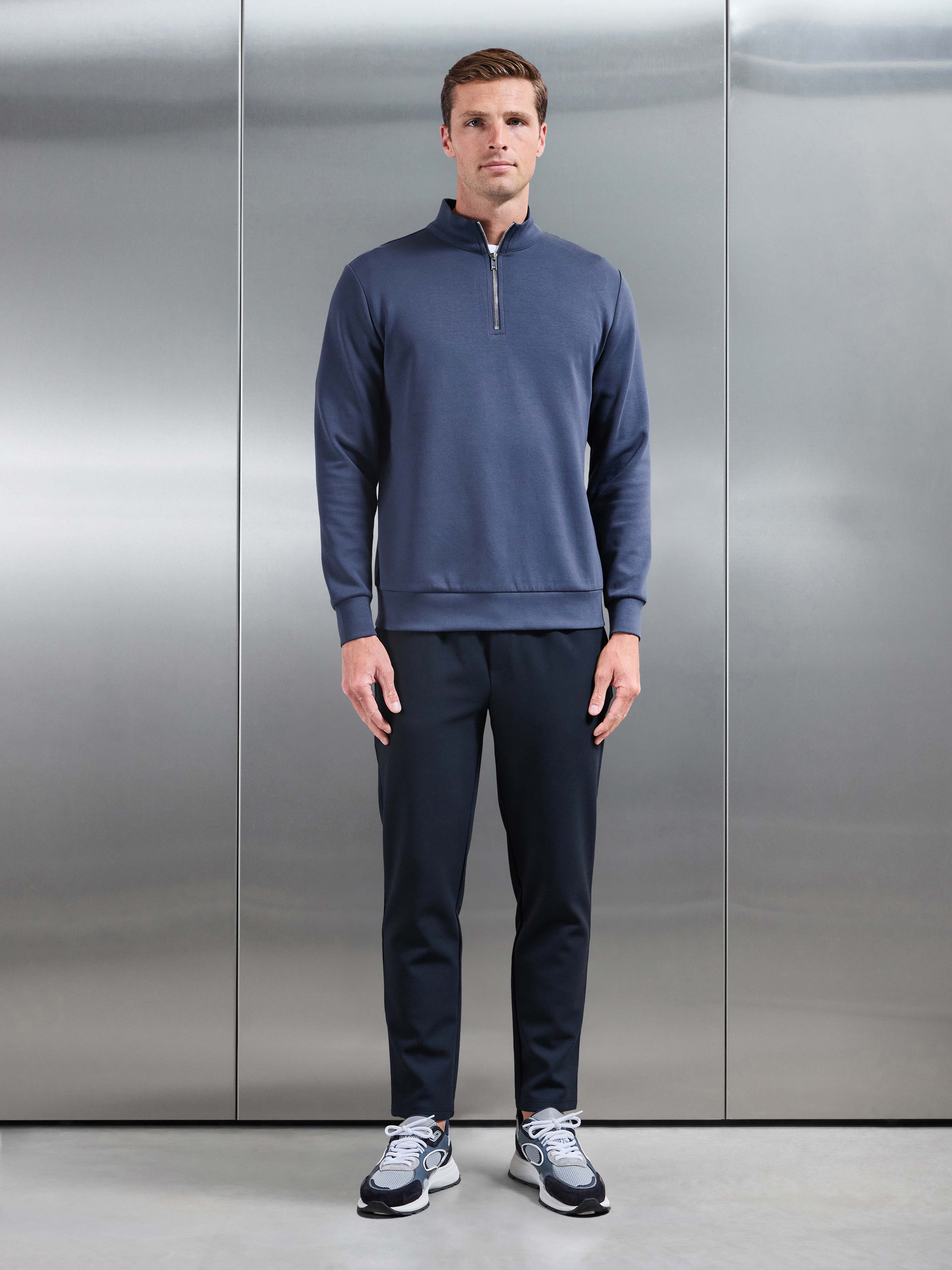 Interlock Jersey Half Zip in Slate Blue