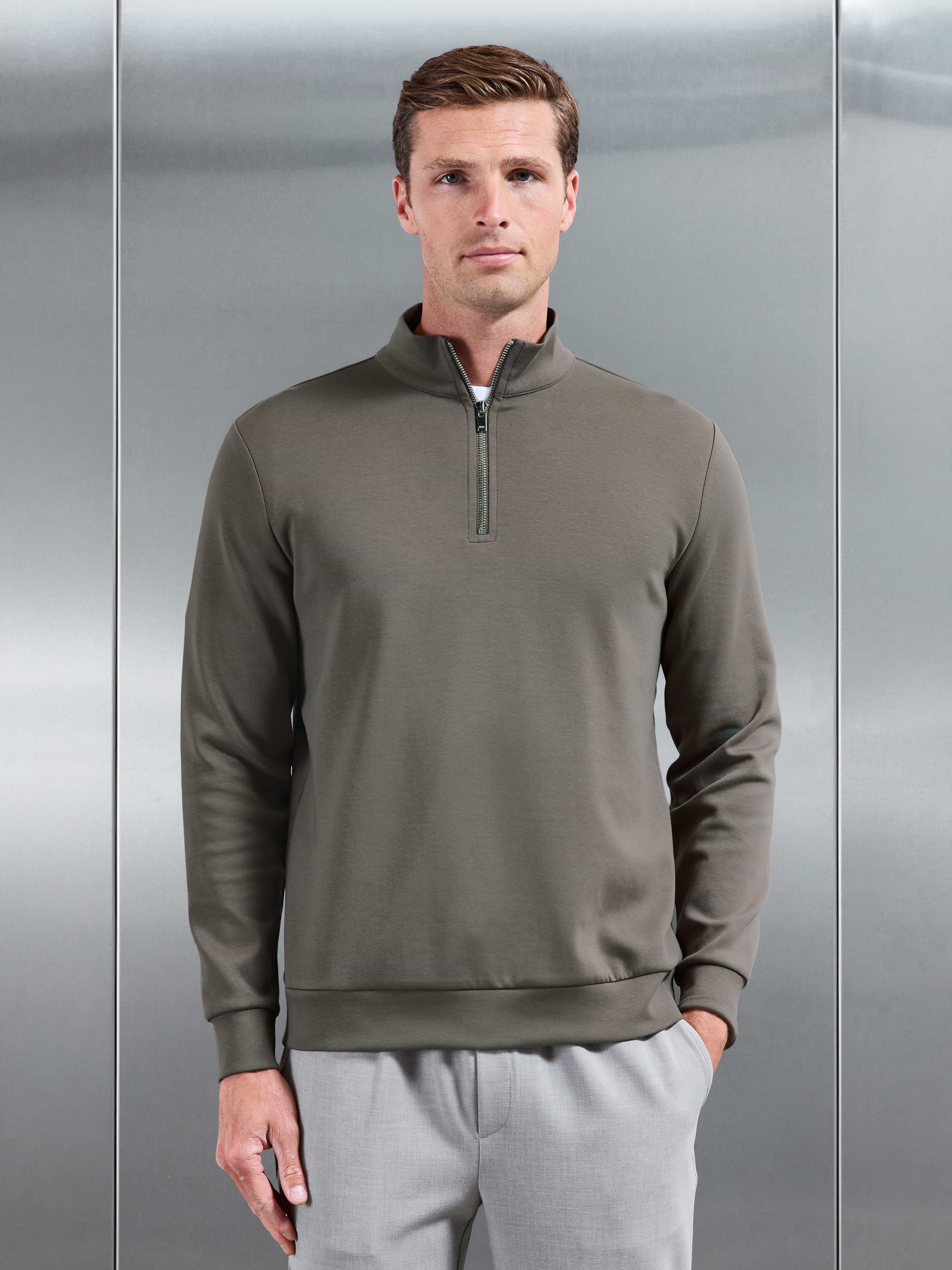 Interlock Jersey Half Zip in Taupe