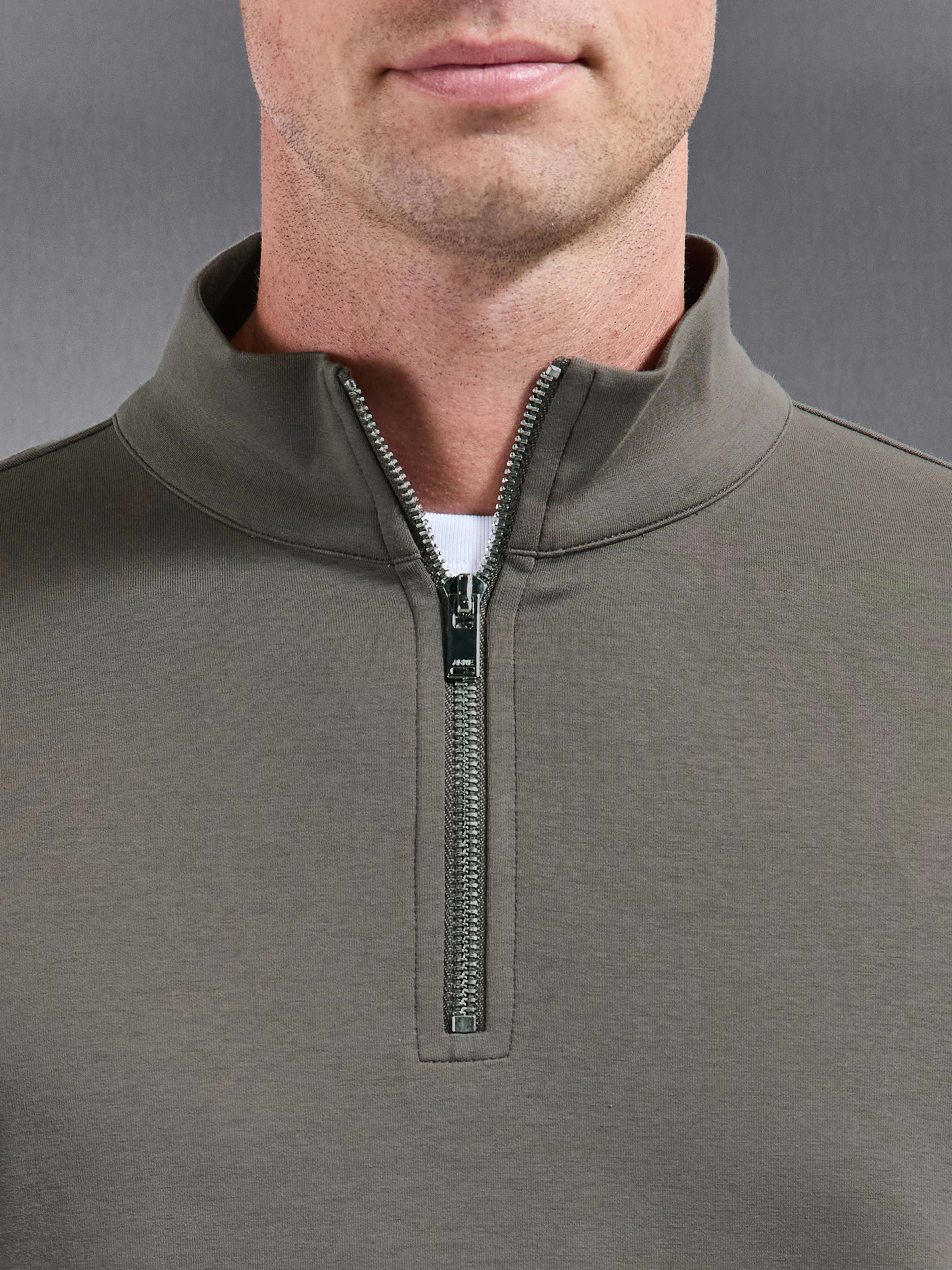 Interlock Jersey Half Zip in Taupe