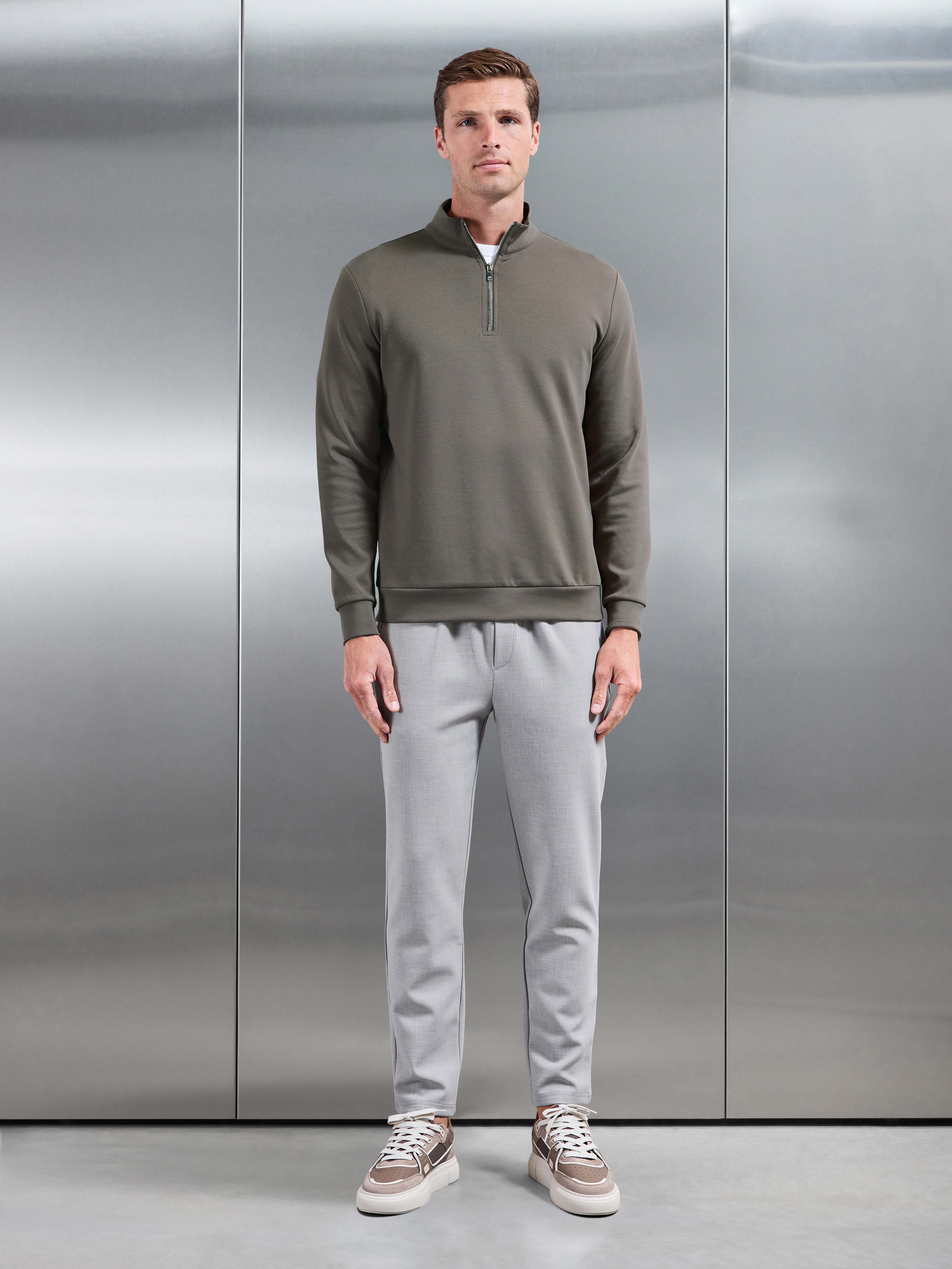Interlock Jersey Half Zip in Taupe